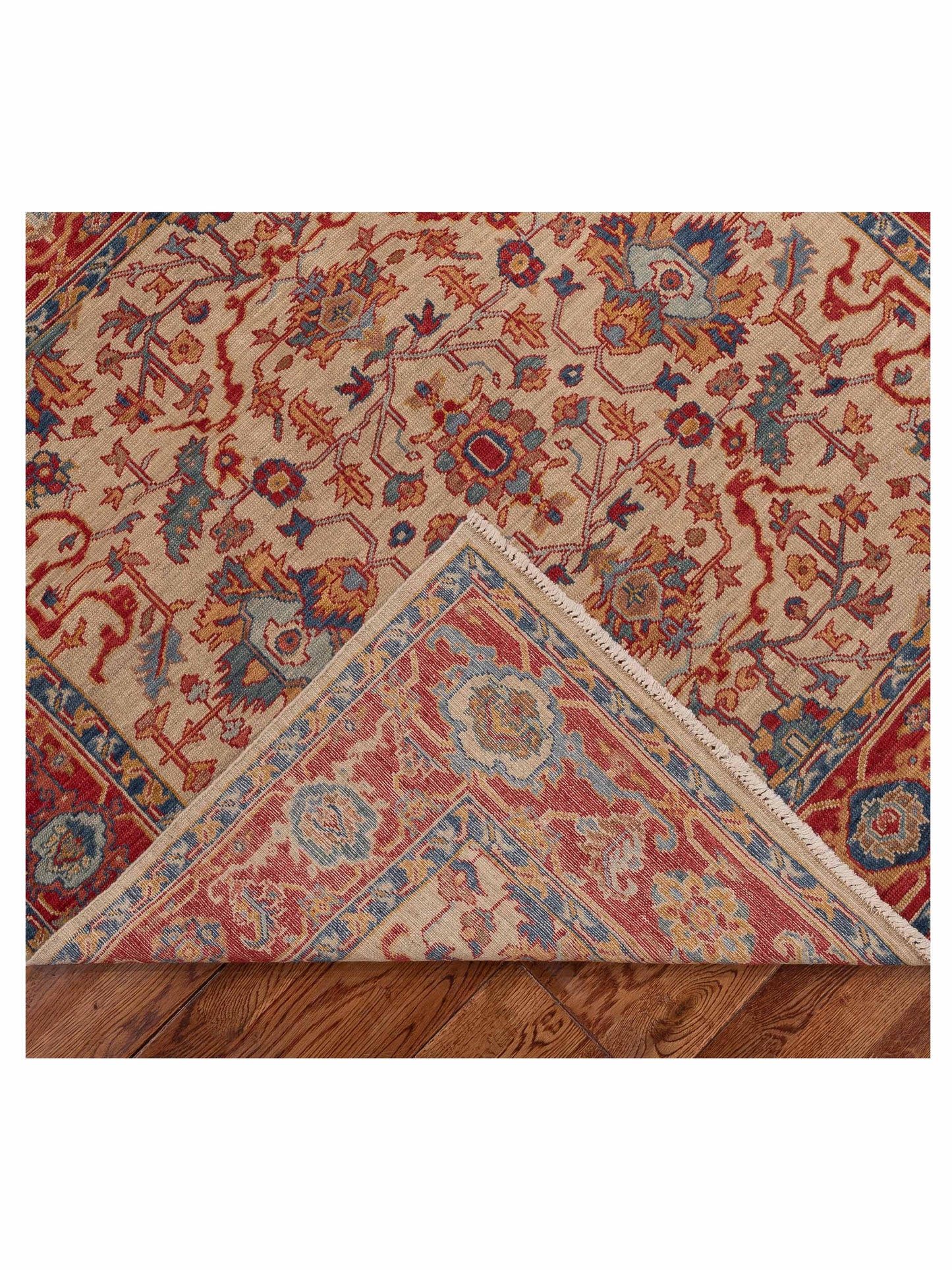 Antique Loom Fine 147224 Ivory Red 4.9x4.10 Hand Knotted Rug