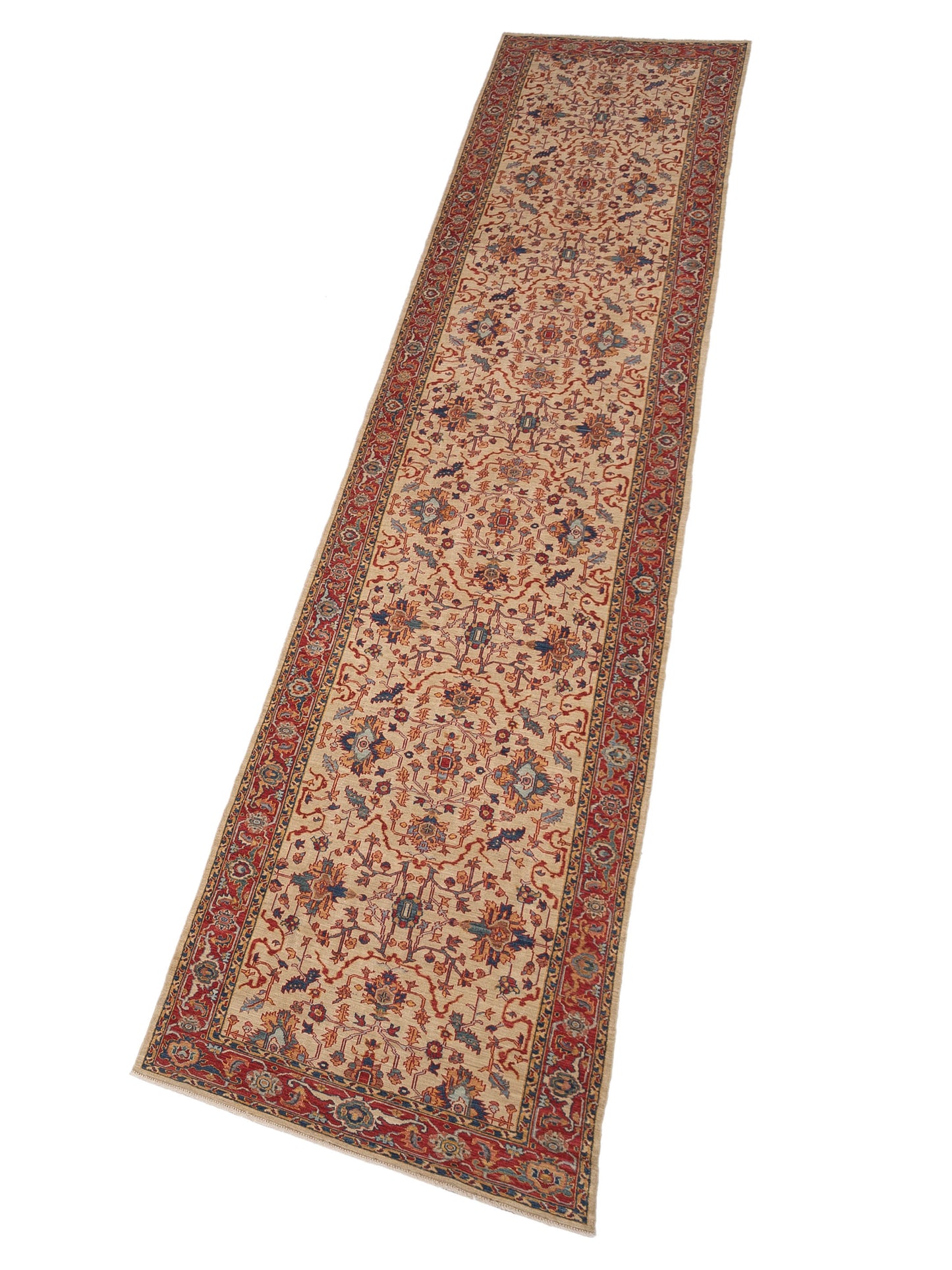 Antique Loom Fine 147225 Ivory Red 4x18.11 Hand Knotted Rug