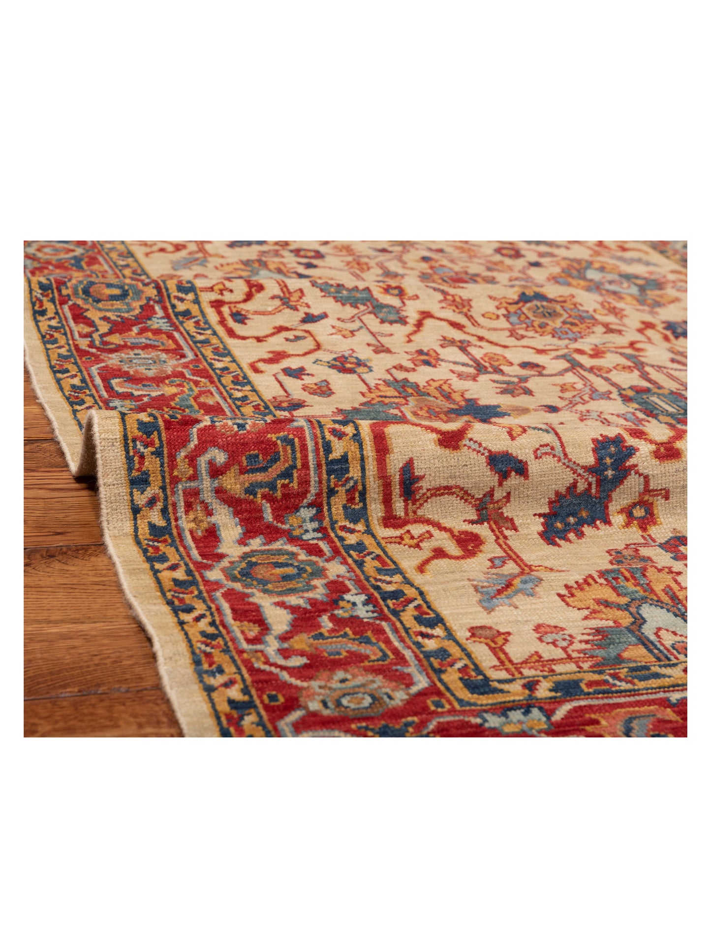 Antique Loom Fine 147225 Ivory Red 4x18.11 Hand Knotted Rug