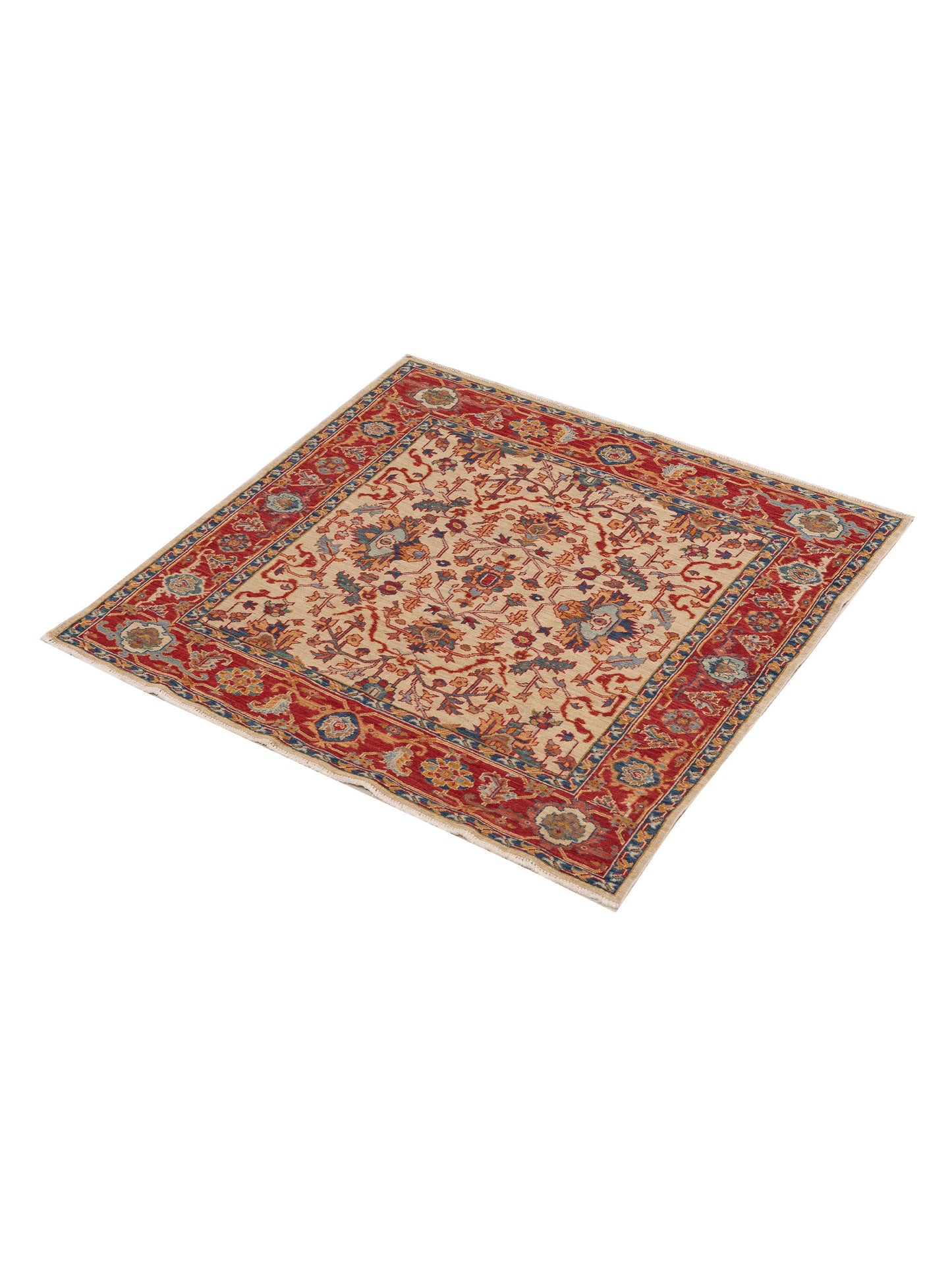 Antique Loom Fine 147229 Ivory Red 4.7x4.11 Hand Knotted Rug