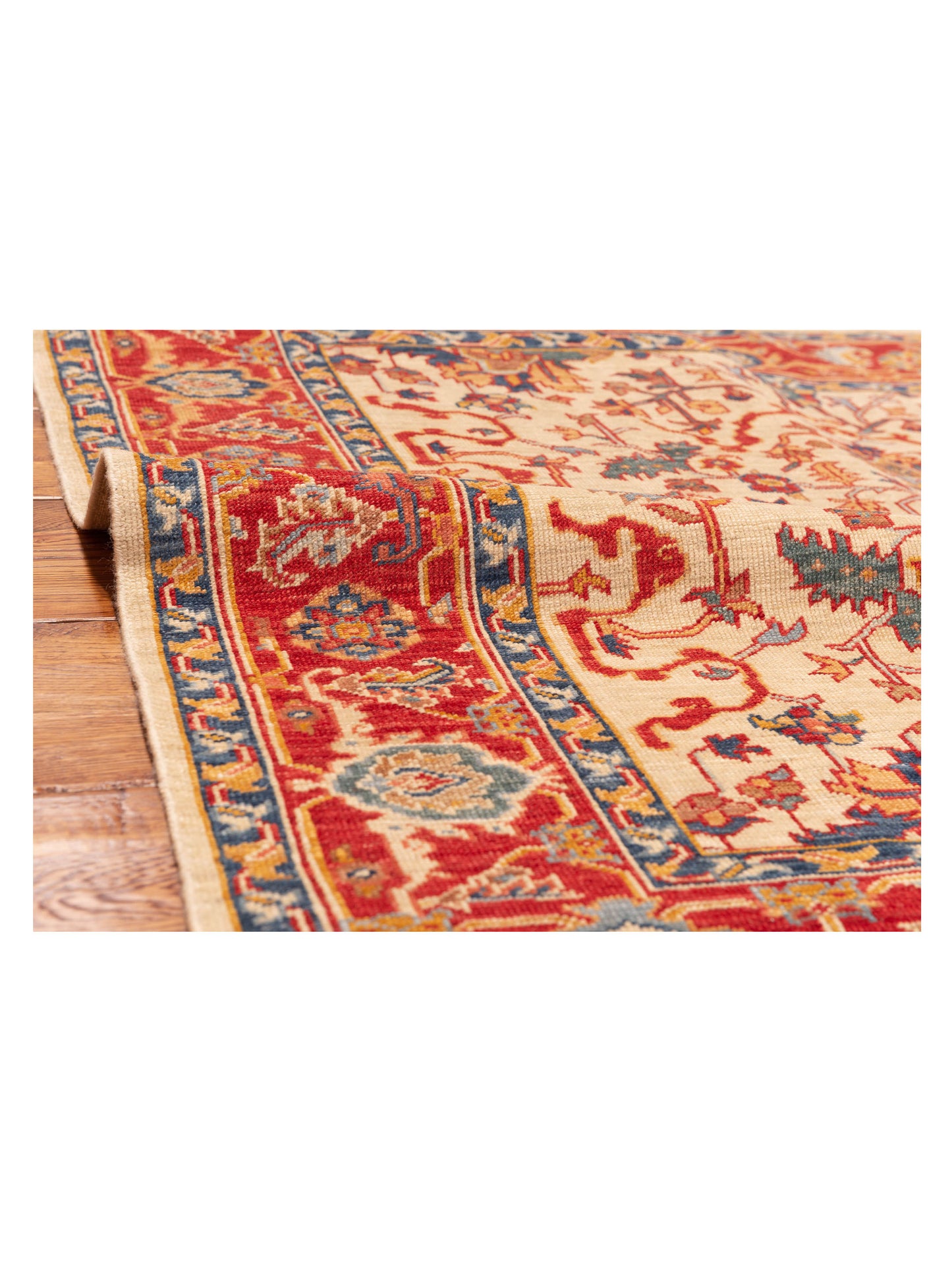 Antique Loom Fine 147229 Ivory Red 4.7x4.11 Hand Knotted Rug