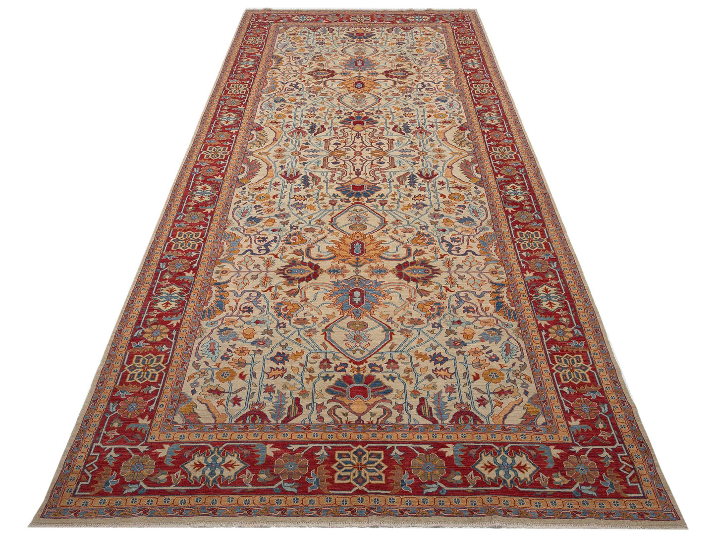 Antique Loom Fine 147231 Ivory Red 8.1x16 Hand Knotted Rug