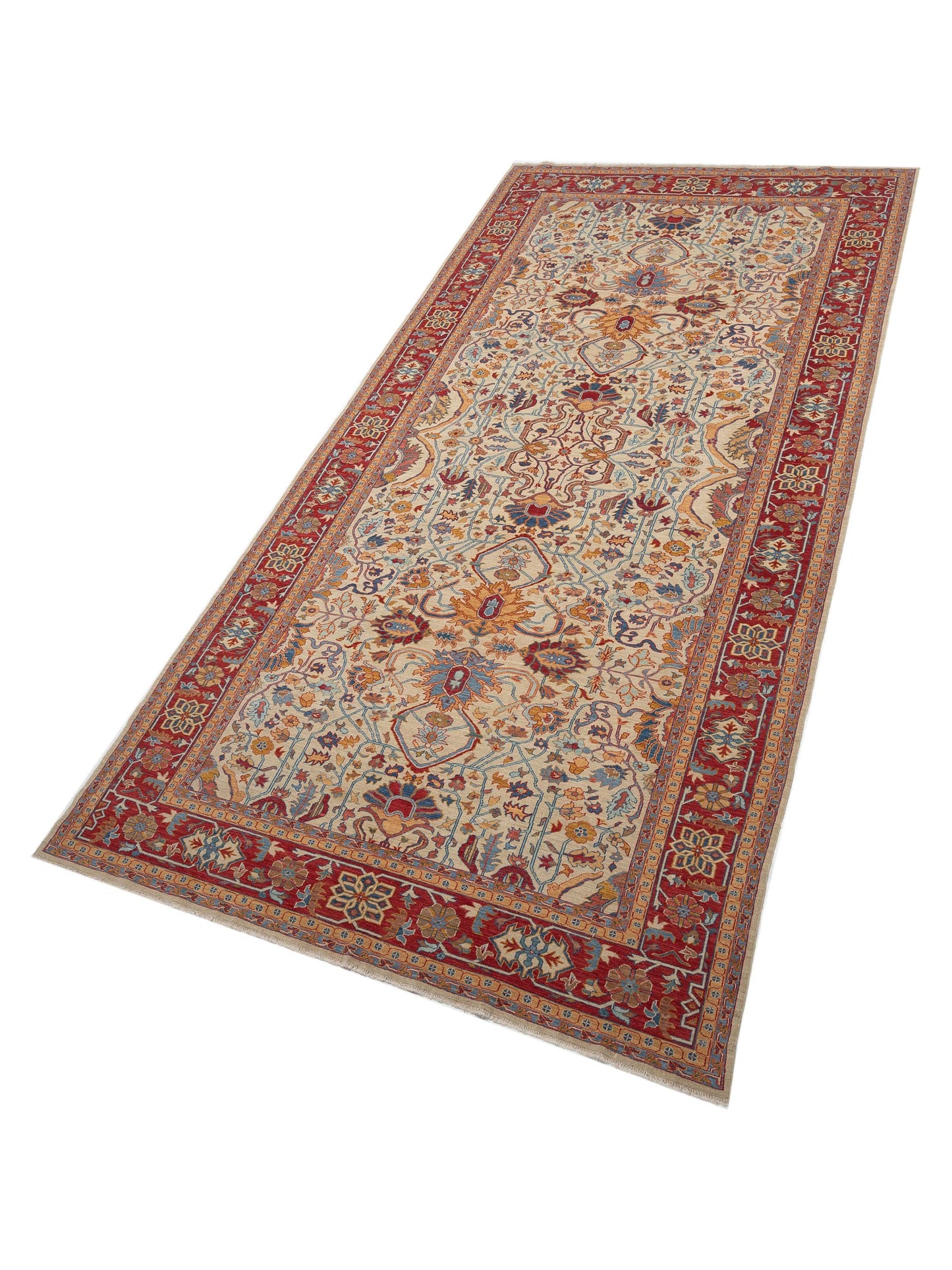 Antique Loom Fine 147231 Ivory Red 8.1x16 Hand Knotted Rug