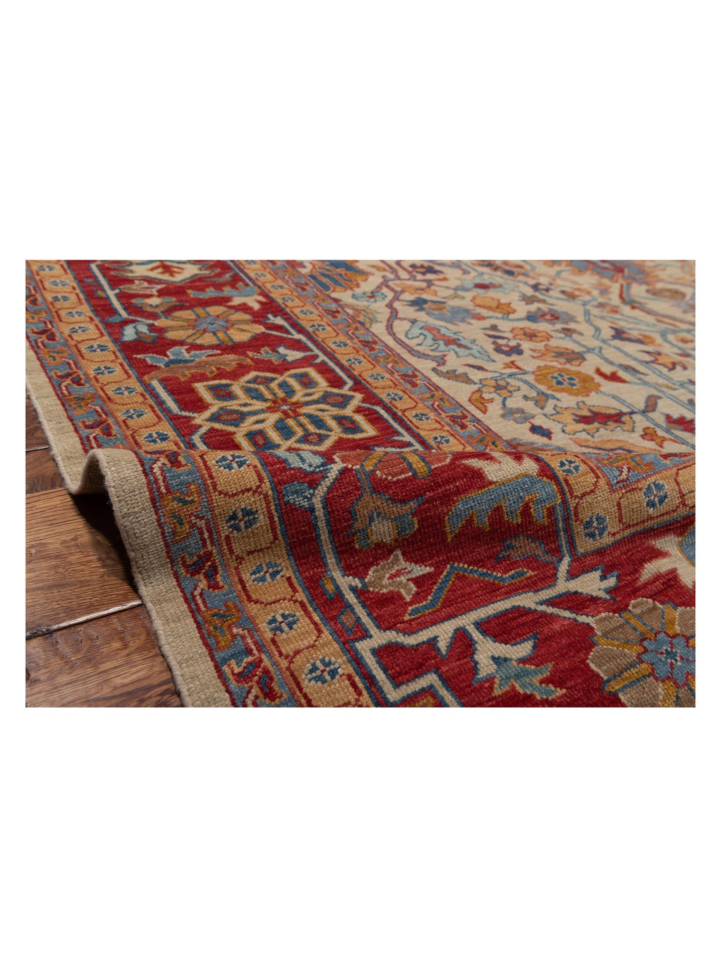Antique Loom Fine 147231 Ivory Red 8.1x16 Hand Knotted Rug
