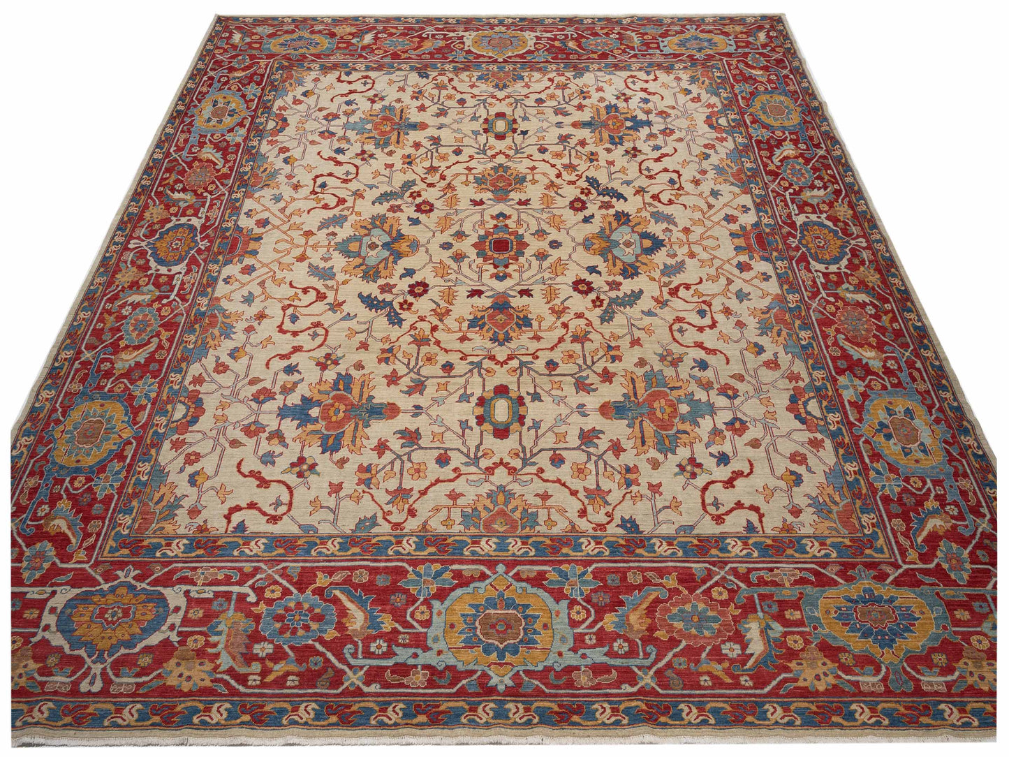 Antique Loom Fine 147232 Ivory Red 17.11x21.5 Hand Knotted Rug