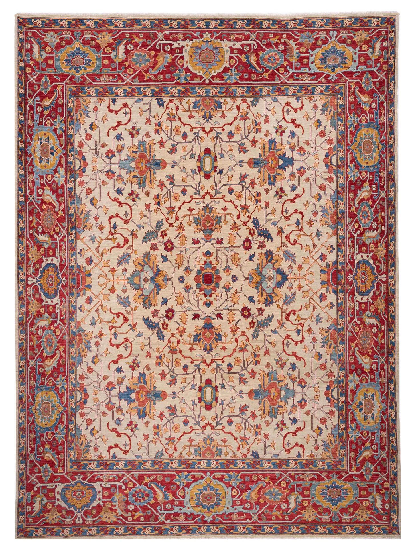 Pasha Antique Loom Fine Ivory Red Traditional
