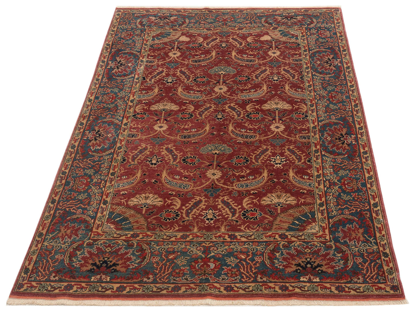 Antique Loom 147346 Rust Blue 6.5x8.1 Hand Knotted Rug