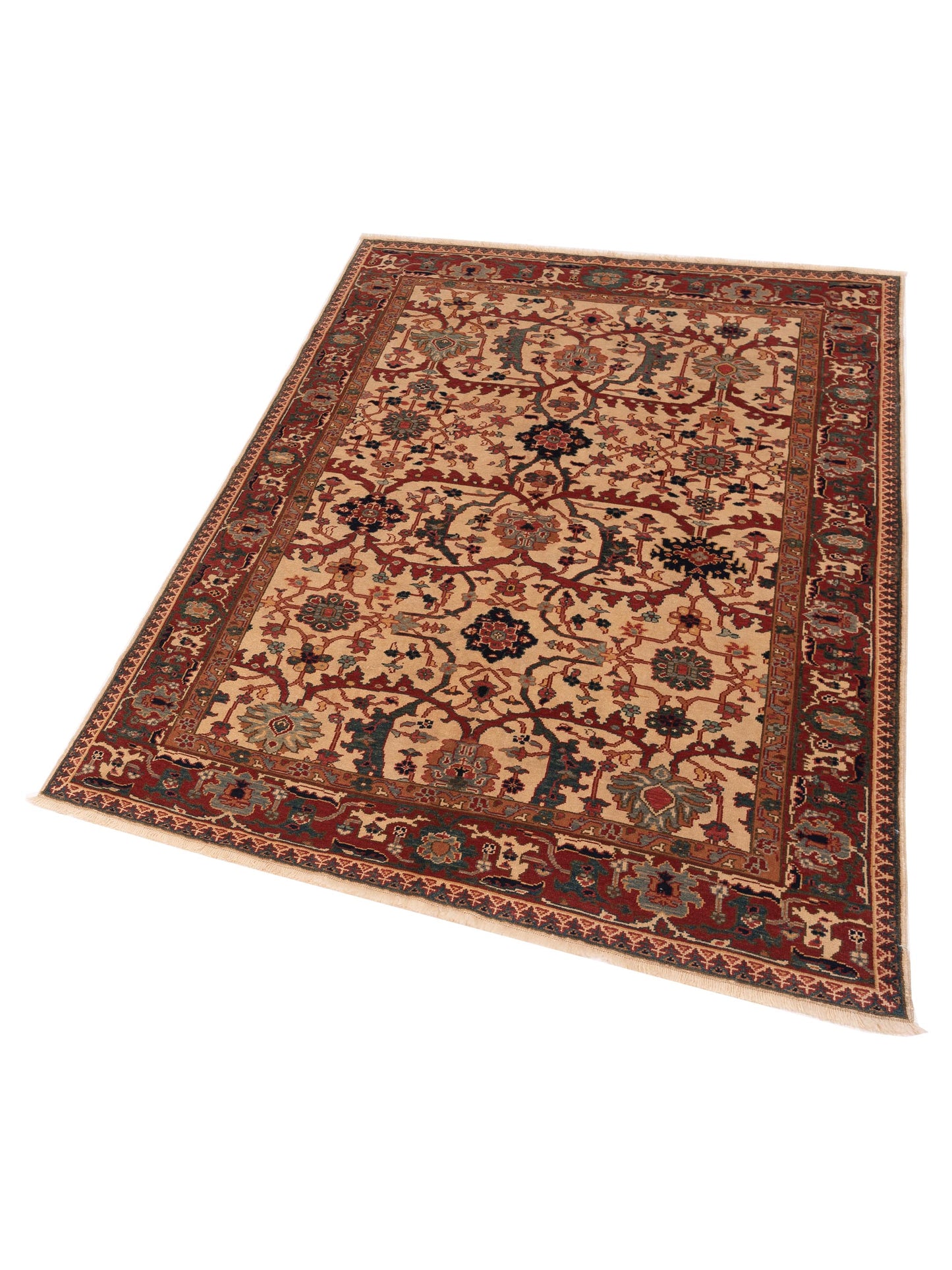 Antique Loom 147349 Ivory Red 5.7x7.11 Hand Knotted Rug