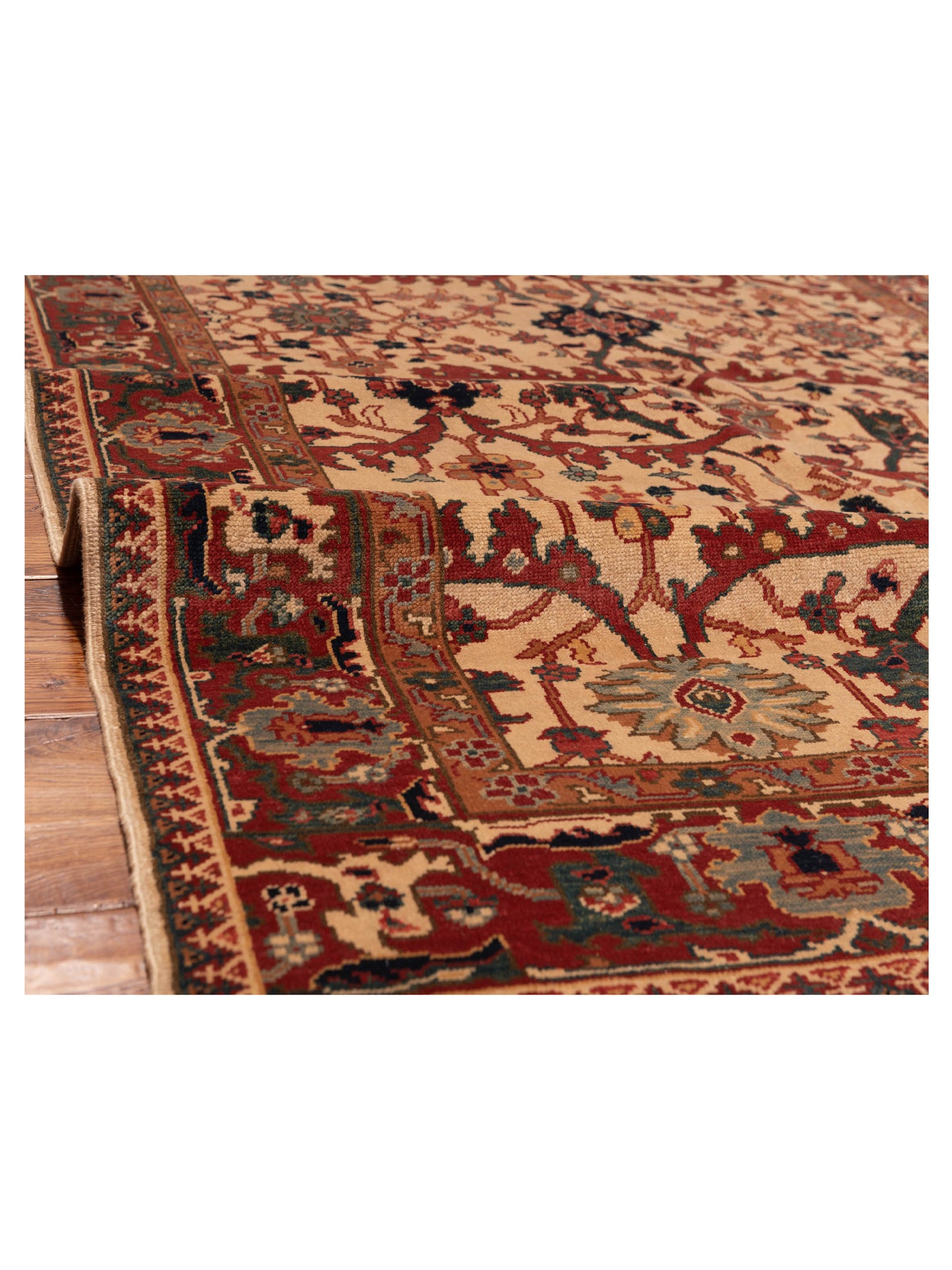 Antique Loom 147349 Ivory Red 5.7x7.11 Hand Knotted Rug