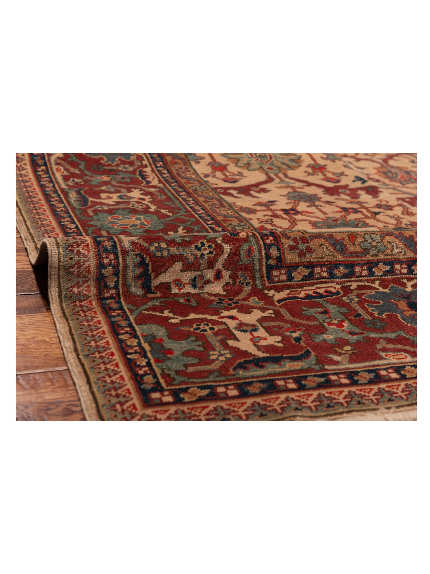 Antique Loom 147351 Ivory Red 6.9x8.7 Hand Knotted Rug