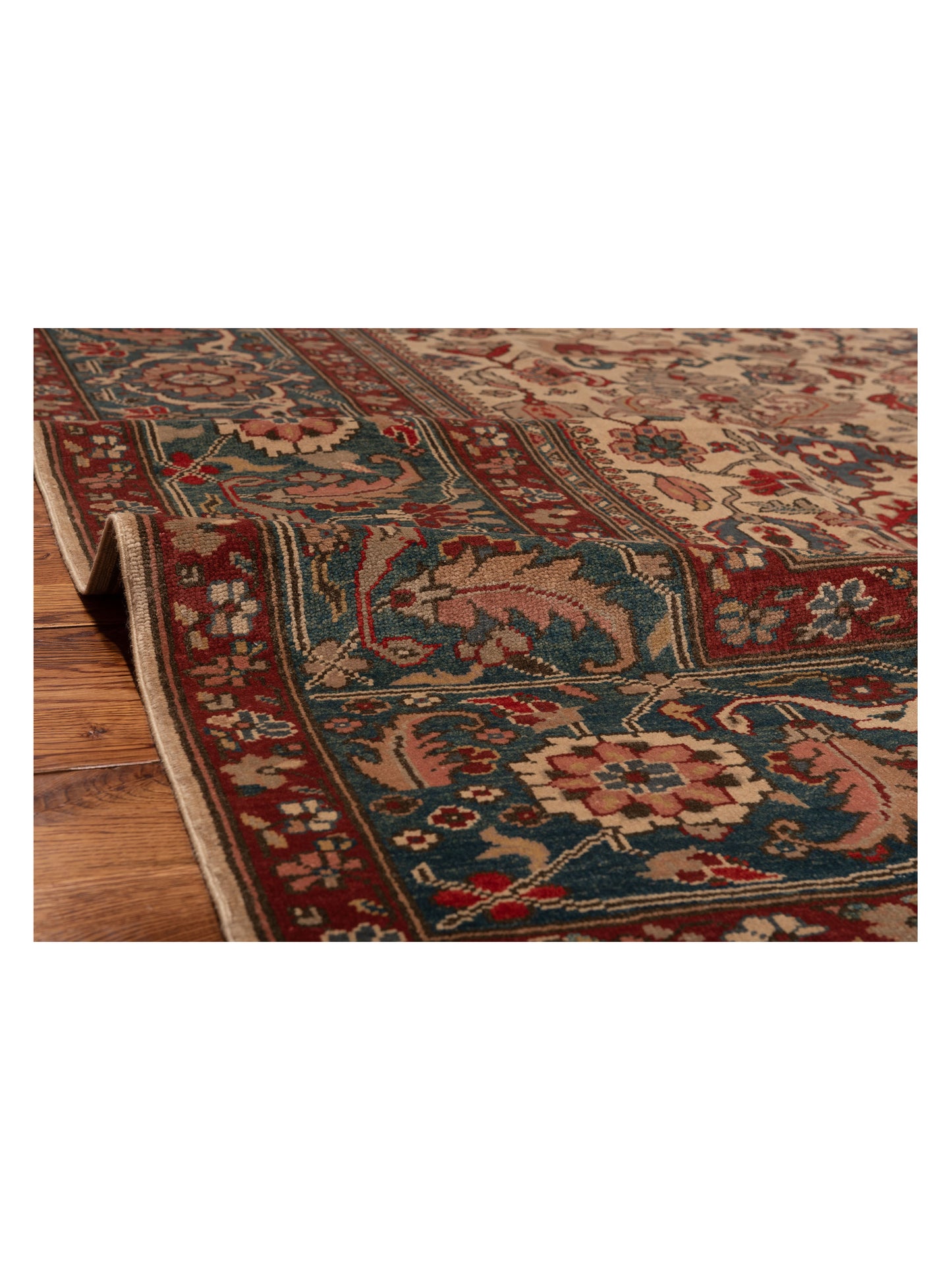 Antique Loom 147353 Ivory Blue 9.3x11.6 Hand Knotted Rug