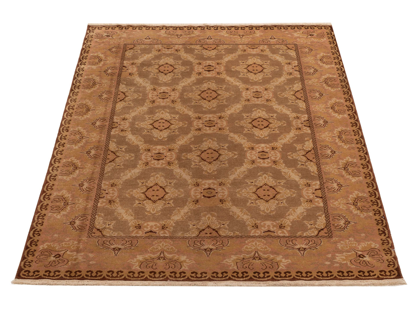 Antique Loom 147362 Olive Brown 5.10x7.11 Hand Knotted Rug
