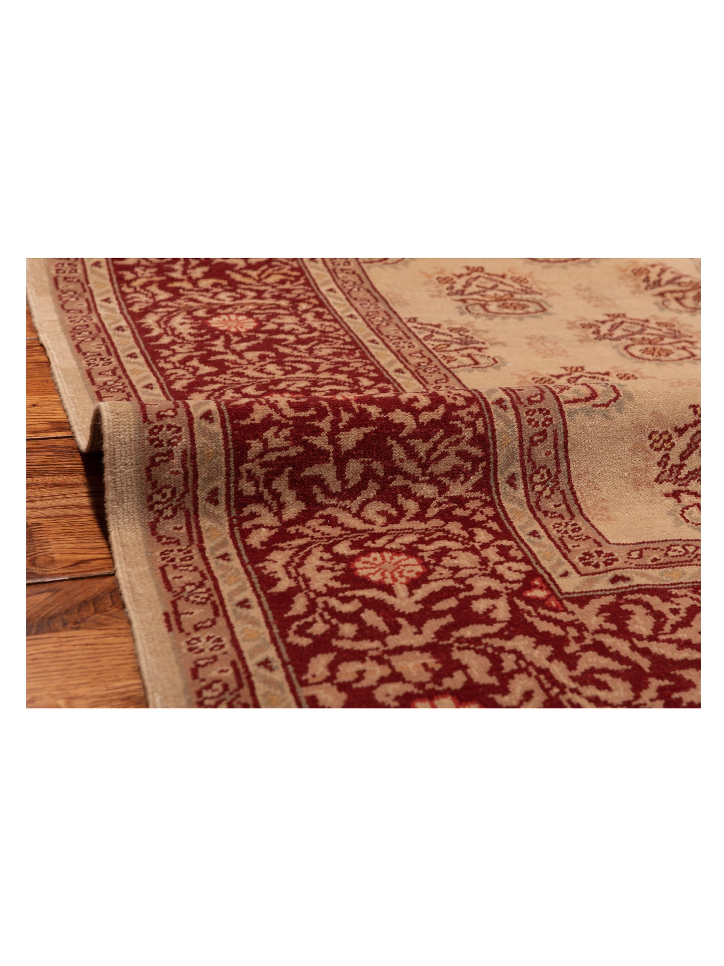 Antique Loom 147368 Beige Red 6.8x8.5 Hand Knotted Rug