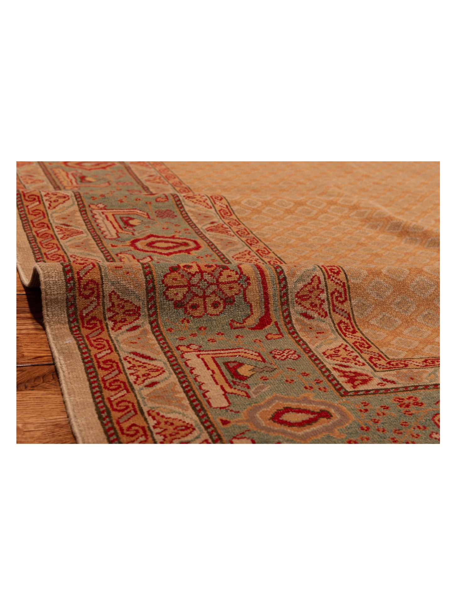 Antique Loom 147373 Camel Blue 6.10x8.3 Hand Knotted Rug