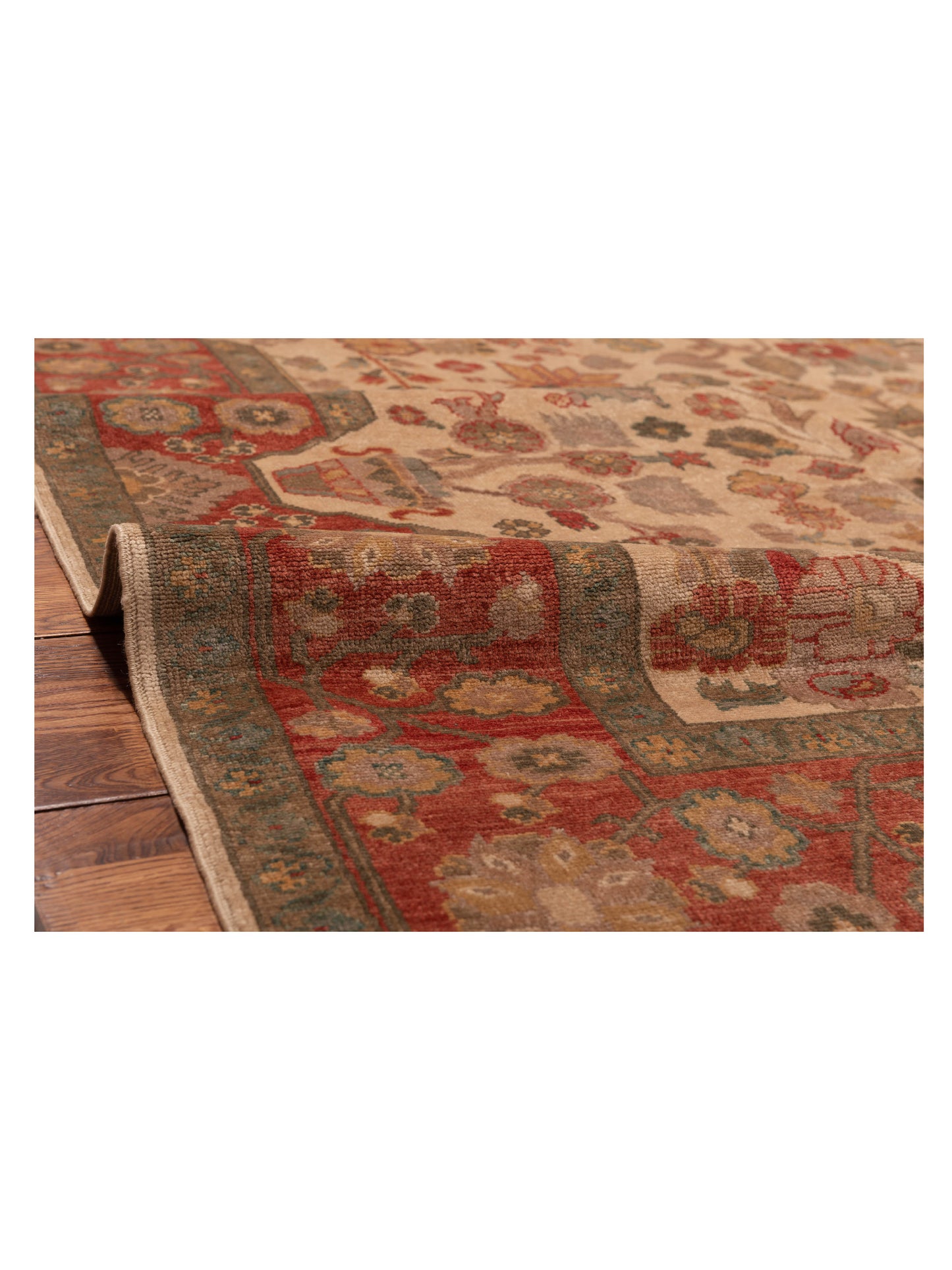Antique Loom 147379 Ivory Red 6.9x9.3 Hand Knotted Rug