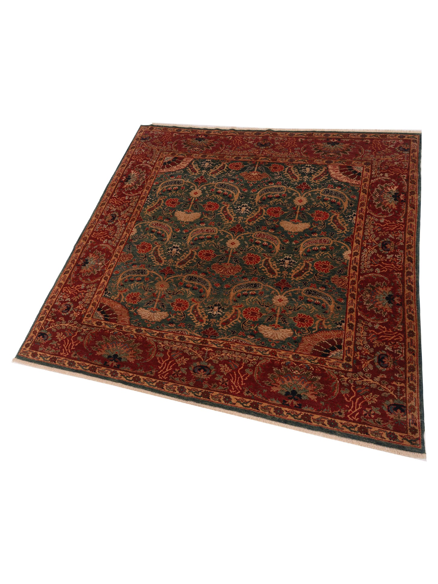 Antique Loom 147386 Blue Red 6.8x7.1 Hand Knotted Rug