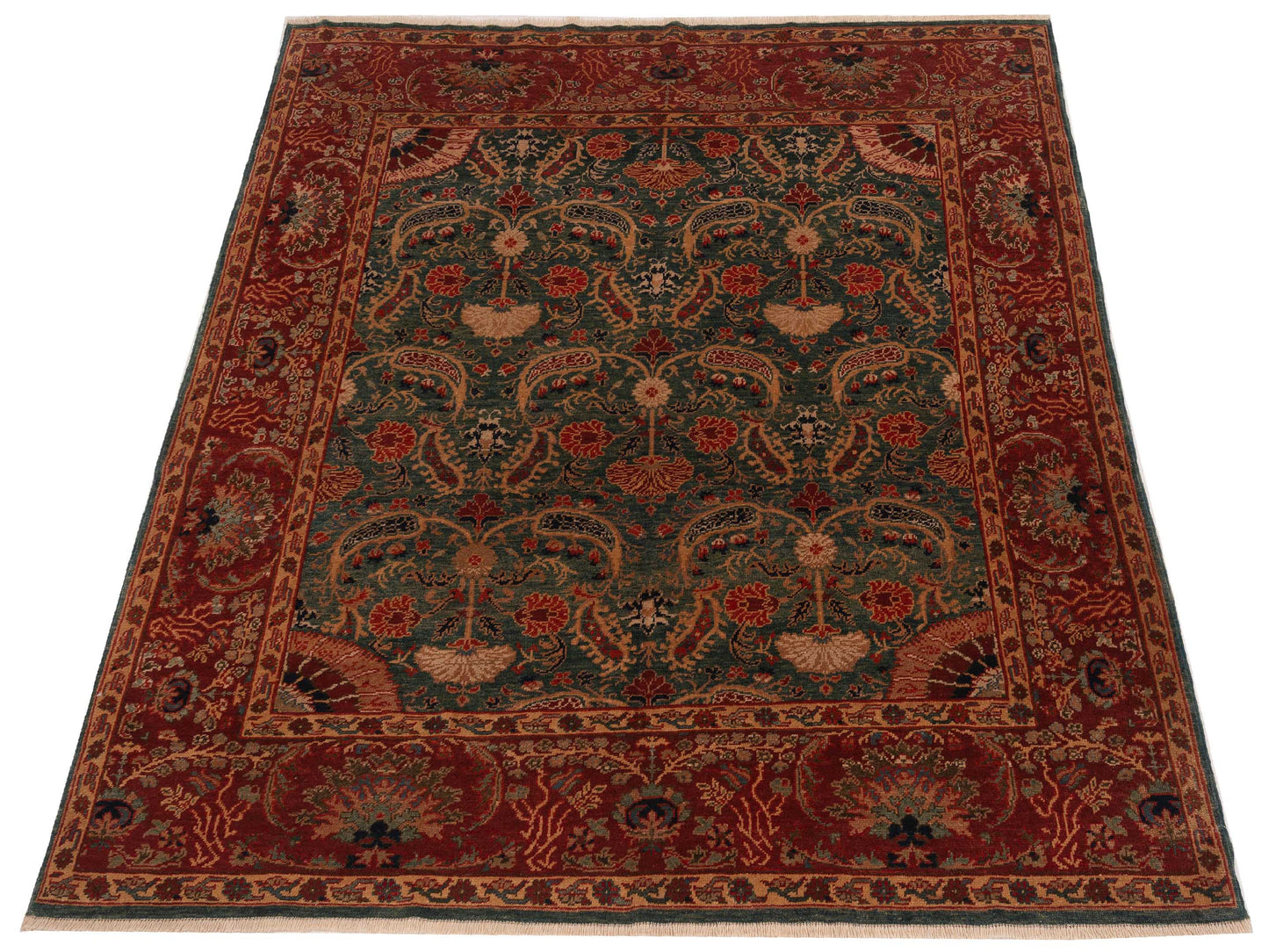 Antique Loom 147386 Blue Red 6.8x7.1 Hand Knotted Rug