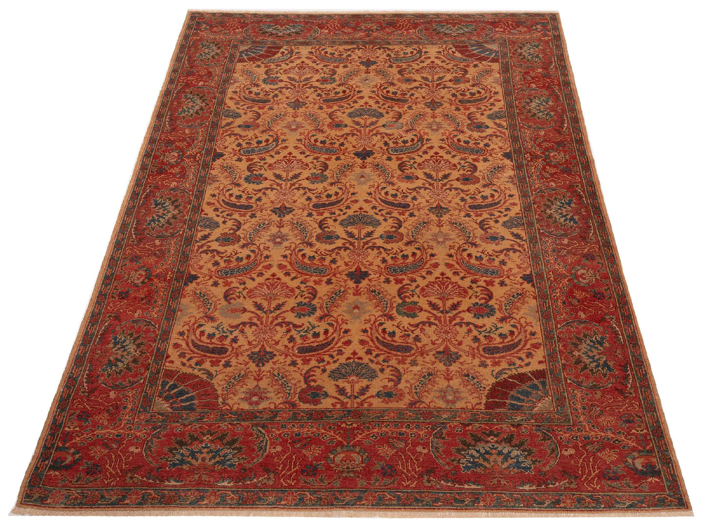 Antique Loom 147387 Gold Red 6.9x9.7 Hand Knotted Rug