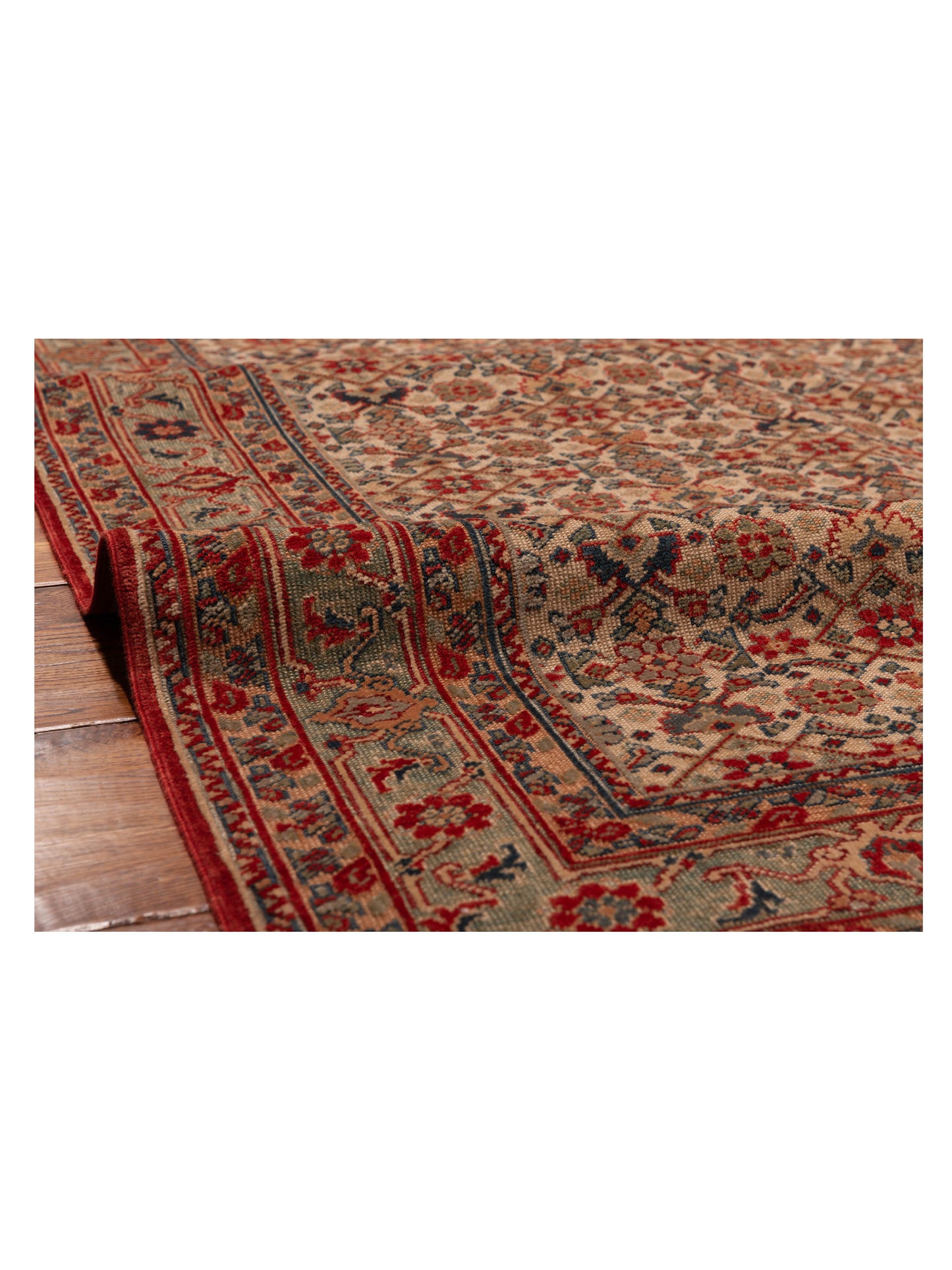 Antique Loom 147390 Ivory Sage Green 6.9x8.4 Hand Knotted Rug