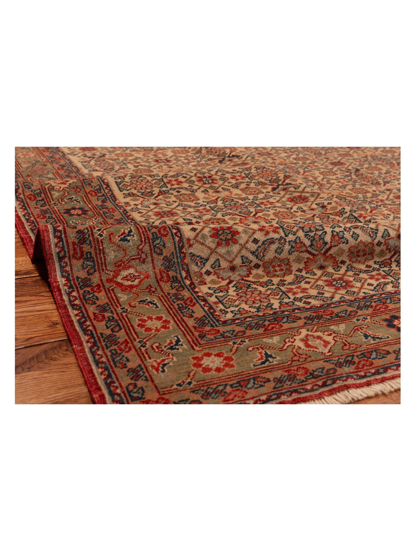 Antique Loom 147393 Ivory Sage Green 6.9x9 Hand Knotted Rug