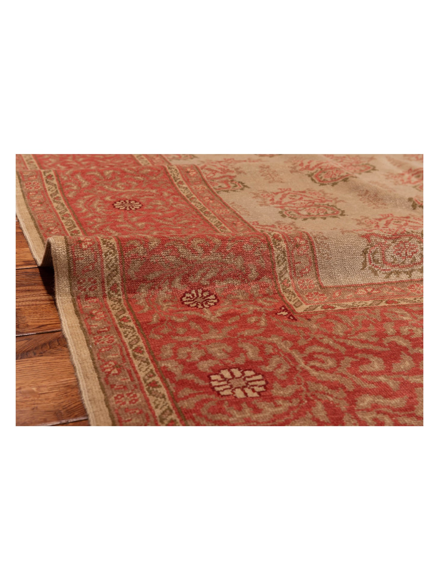 Antique Loom 147397 Ivory Pink 6.9x9.5 Hand Knotted Rug