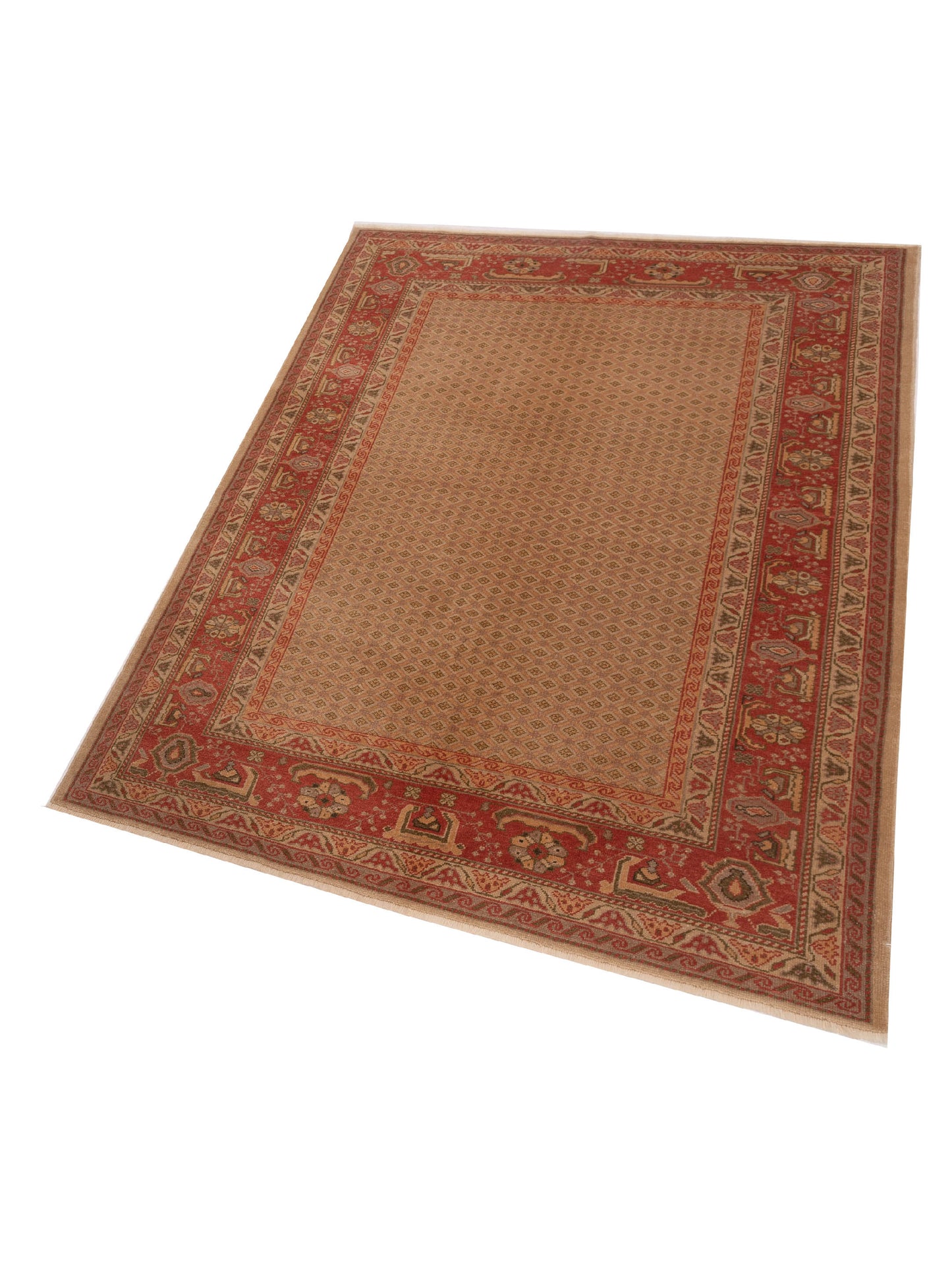 Antique Loom 147399 Beige Rust 5.10x7.9 Hand Knotted Rug