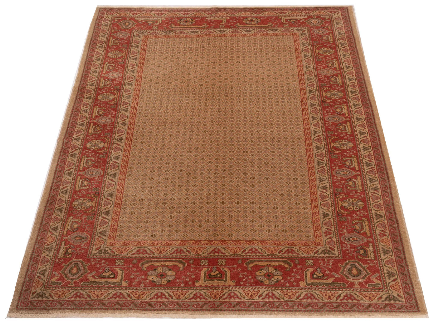 Antique Loom 147399 Beige Rust 5.10x7.9 Hand Knotted Rug