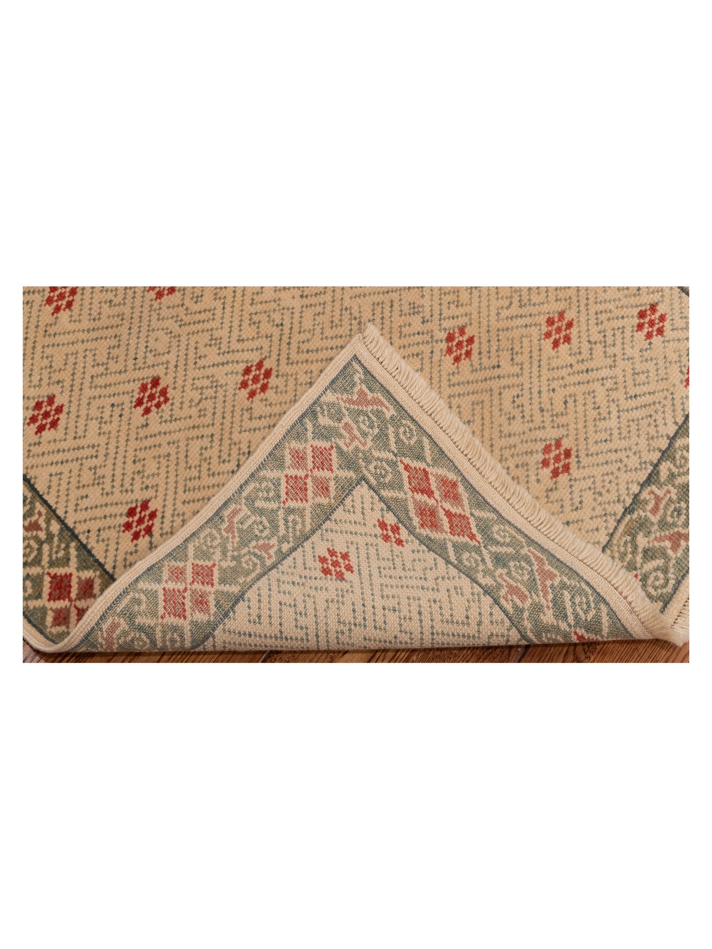 Antique Loom 147406 Ivory Green 2.10x8.10 Hand Knotted Rug