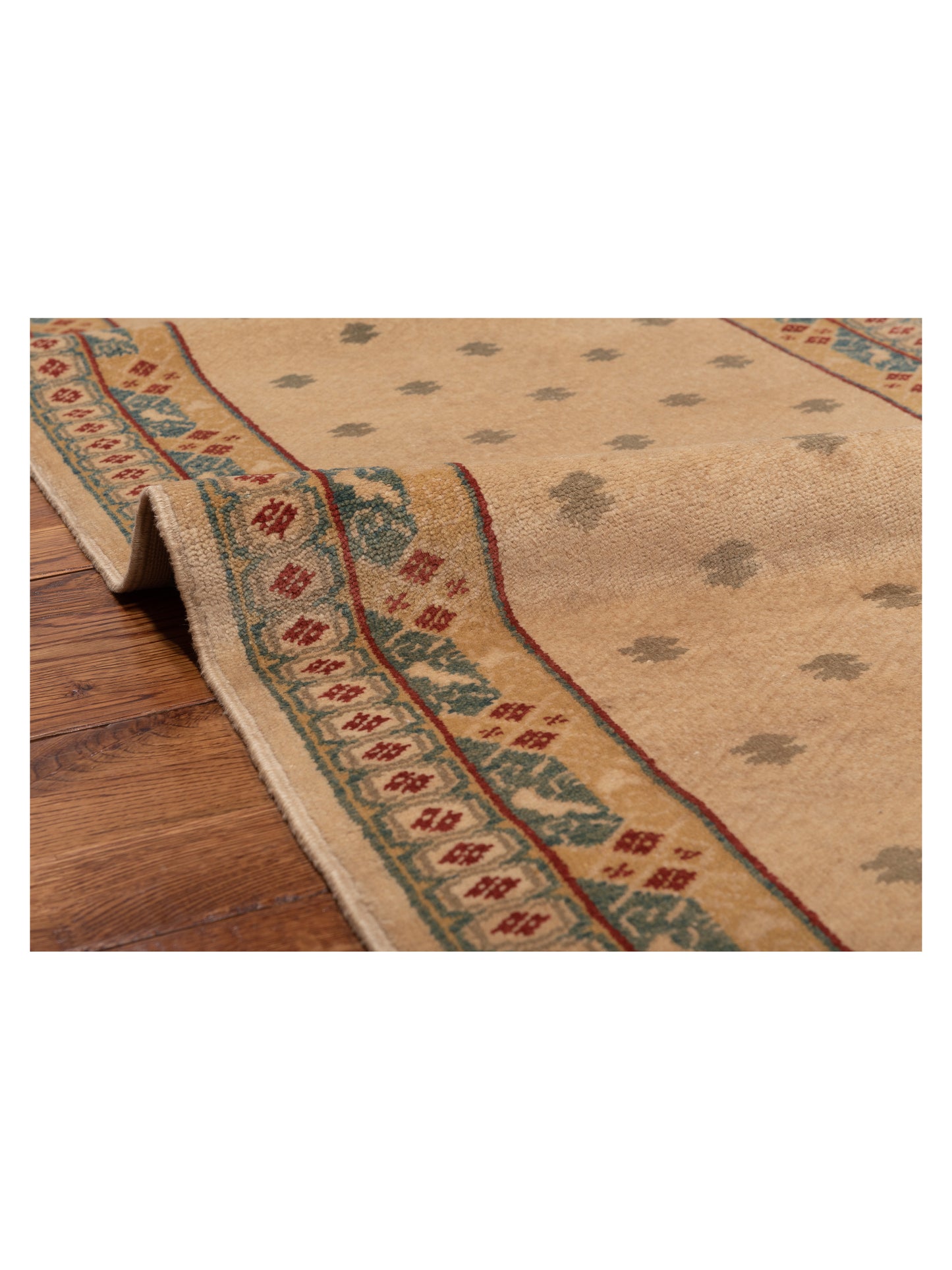 Antique Loom 147407 Ivory Green 2.6x8.1 Hand Knotted Rug