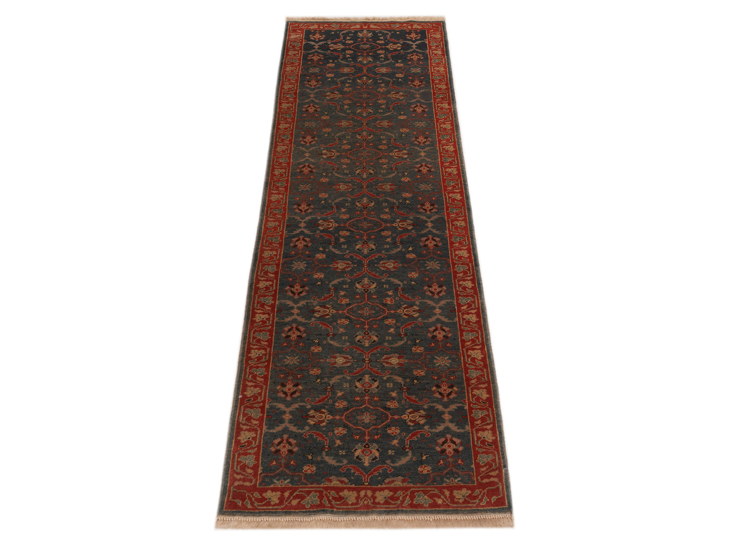 Antique Loom 147411 Blue Red 2.7x8.1 Hand Knotted Rug