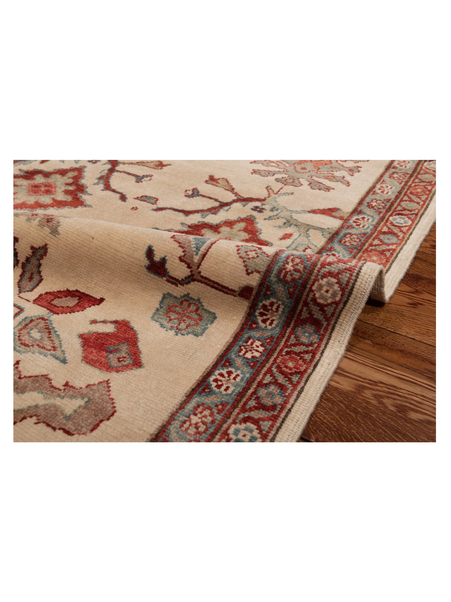 Antique Loom 147413 Ivory Green 3.1x9.10 Hand Knotted Rug