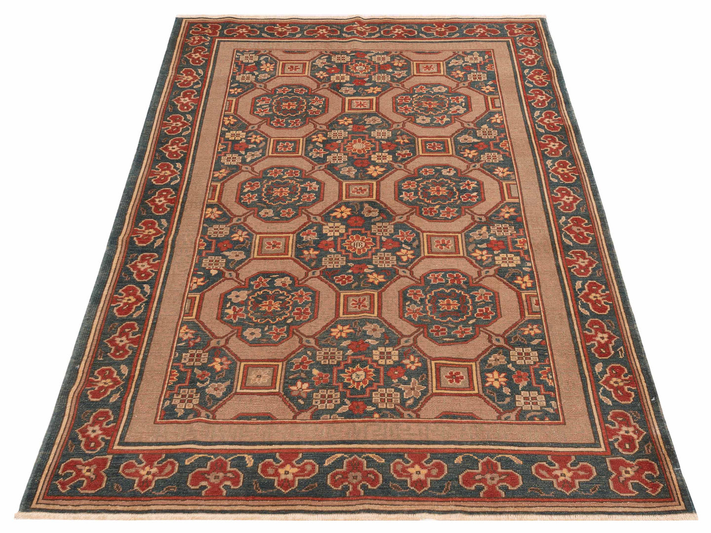 Antique Loom 147419 Camel Blue 4.10x7.5 Hand Knotted Rug