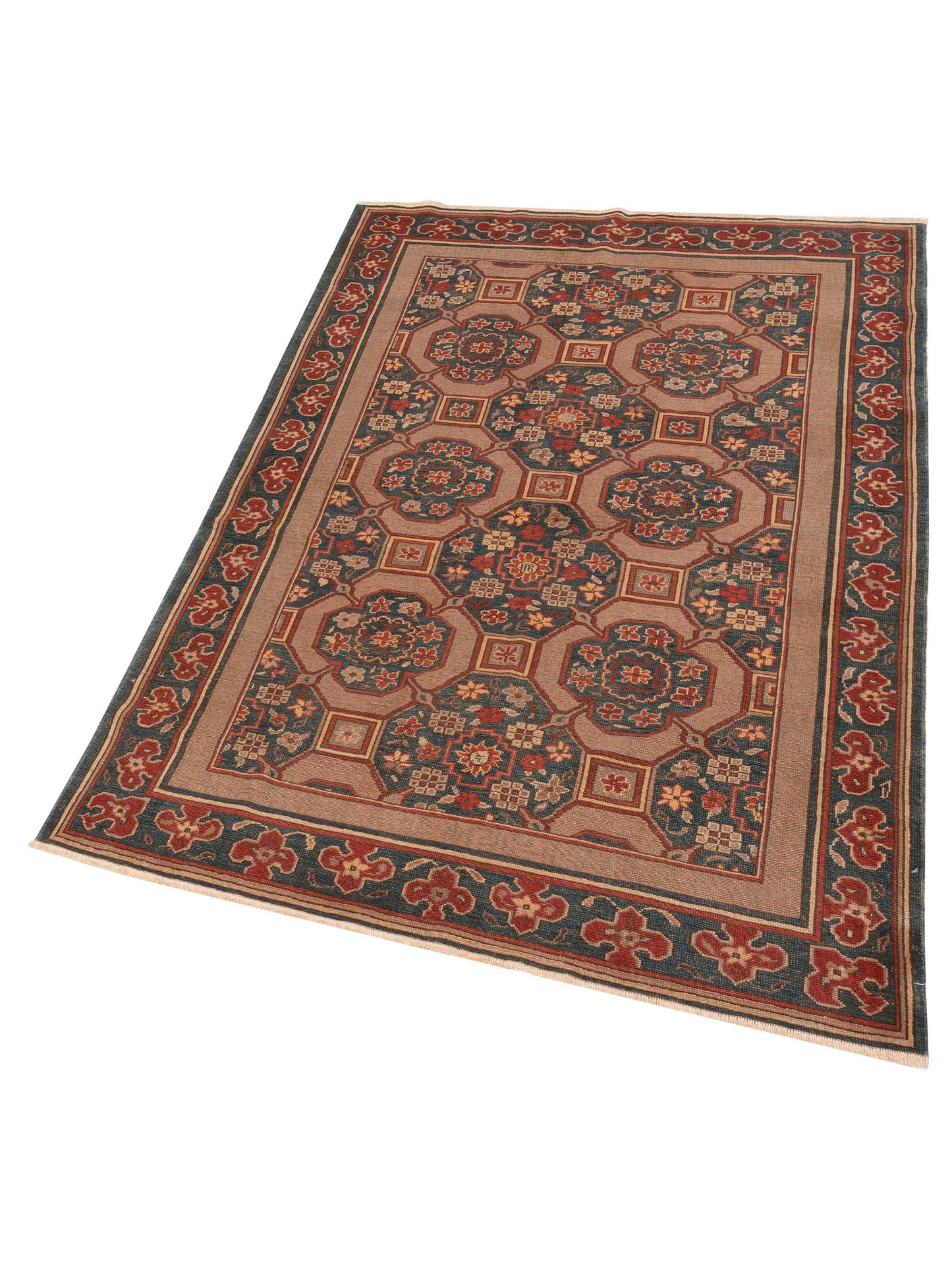 Antique Loom 147419 Camel Blue 4.10x7.5 Hand Knotted Rug