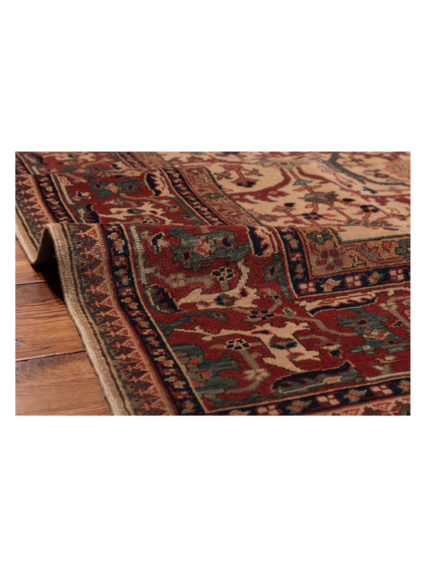 Antique Loom 147424 Ivory Red 6.6x8 Hand Knotted Rug