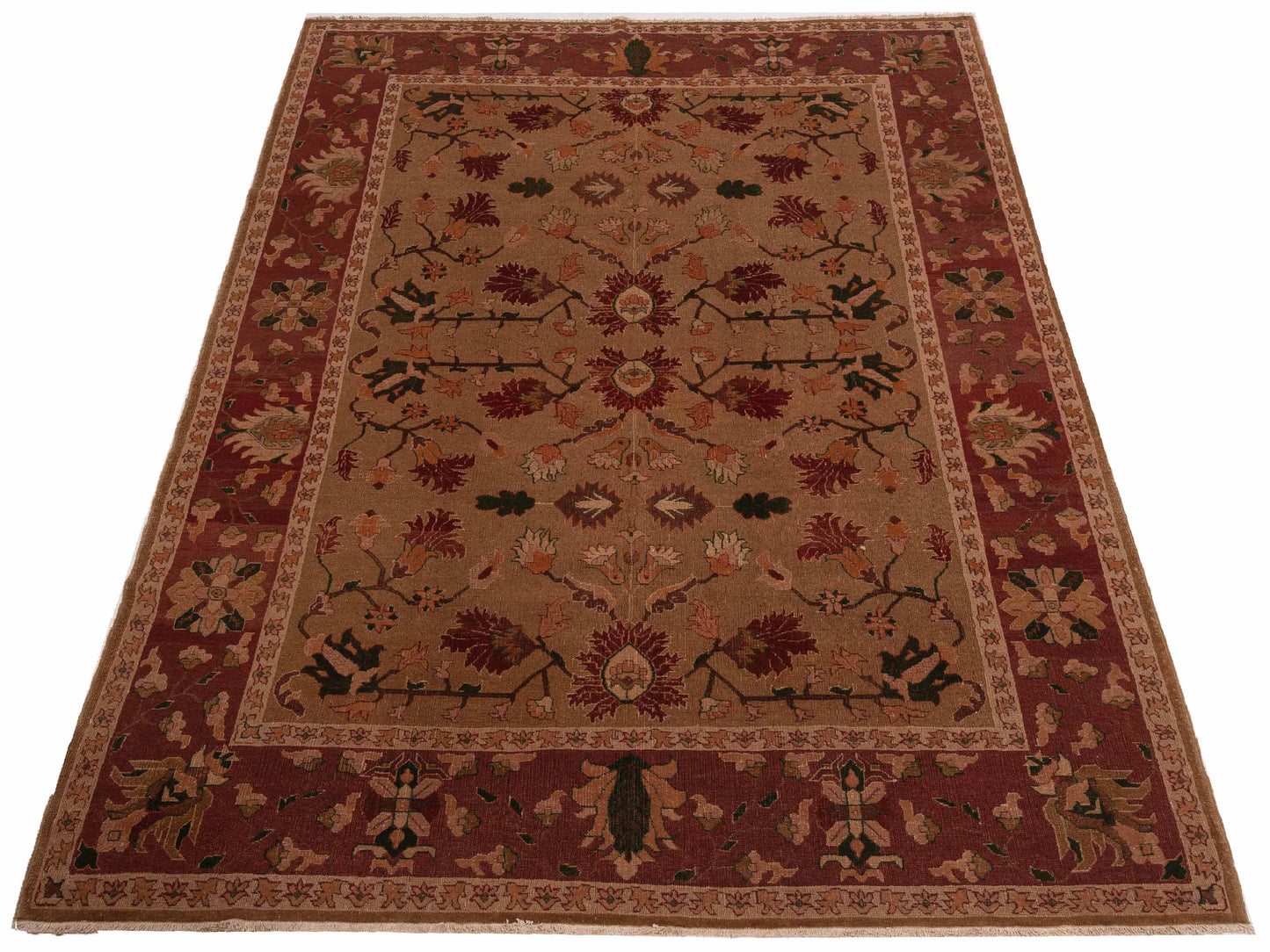 Turkish Elvan 147426 Brown Red 6.9x9.6 Hand Knotted Rug