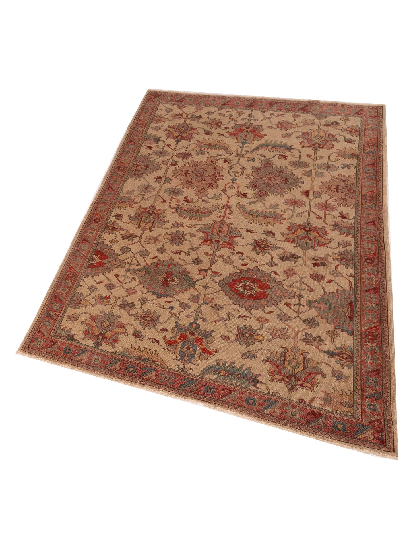 Antique Loom 147429 Beige Pink 5.6x7.11 Hand Knotted Rug