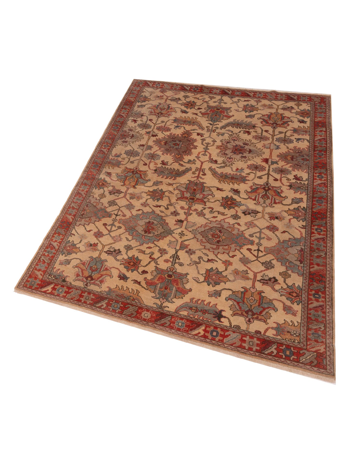 Antique Loom 147432 Beige Red 5.7x7.9 Hand Knotted Rug