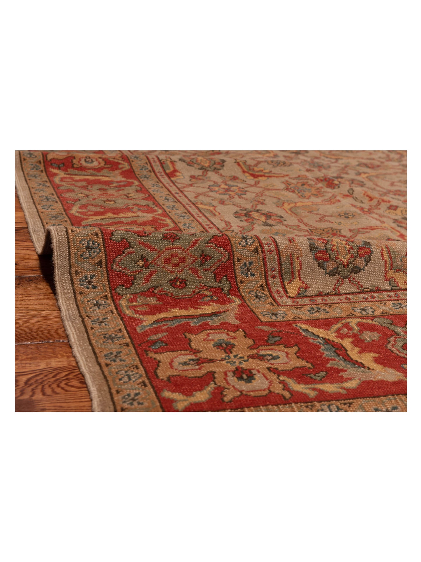 Antique Loom 147438 Beige Red 5.8x7.11 Hand Knotted Rug