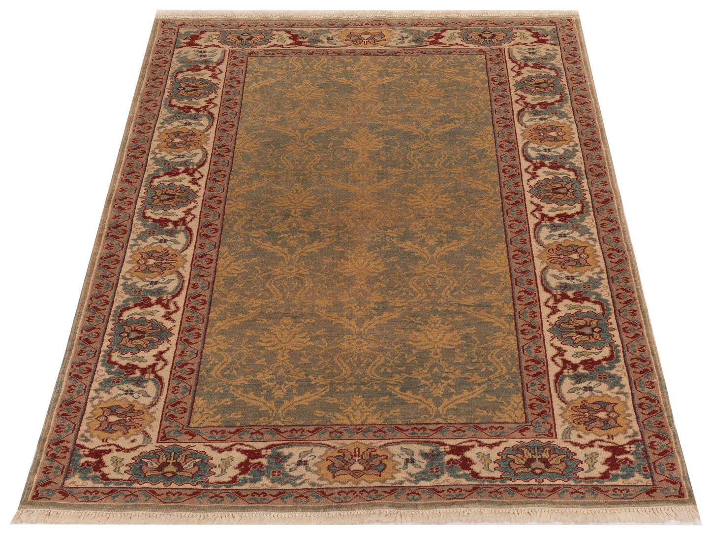 Antique Loom 147446 Gray Ivory 4.1x6.2 Hand Knotted Rug