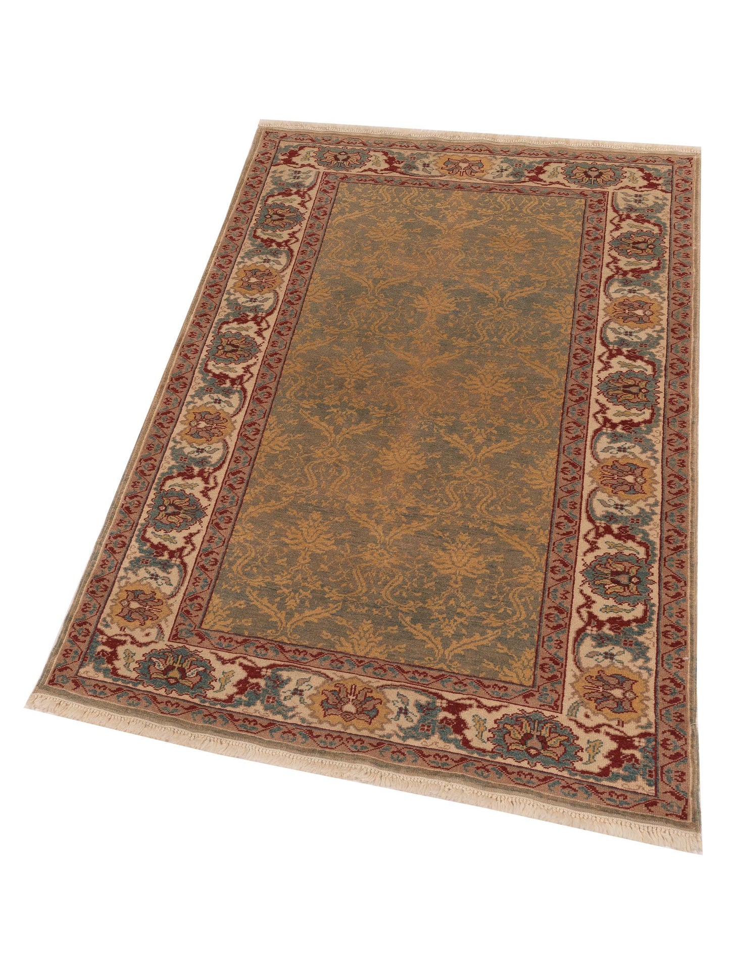 Antique Loom 147446 Gray Ivory 4.1x6.2 Hand Knotted Rug