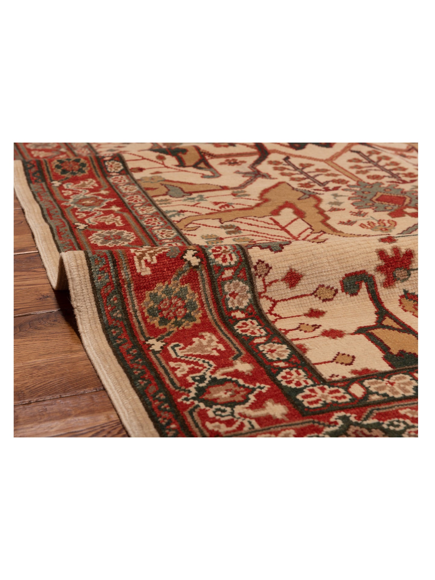 Antique Loom 147449 Ivory Red 4x6 Hand Knotted Rug
