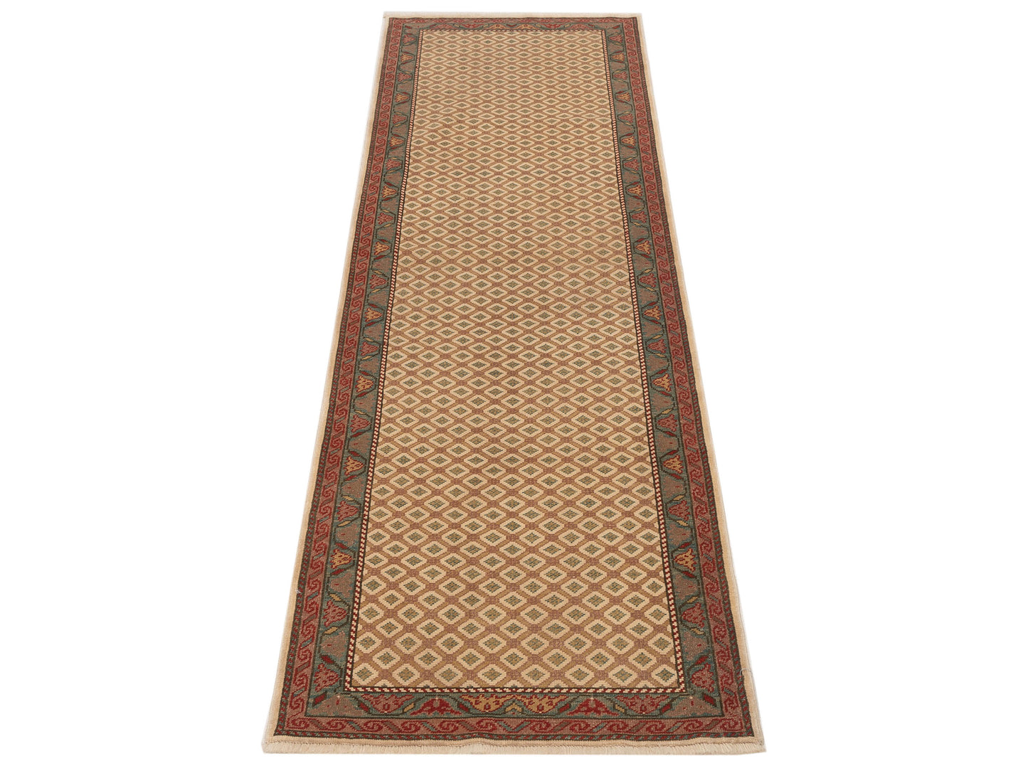 Antique Loom 147454 Brown Blue 2.11x9.6 Hand Knotted Rug