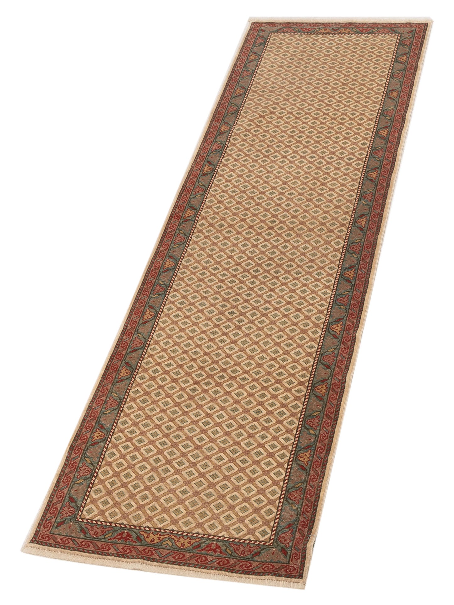 Antique Loom 147454 Brown Blue 2.11x9.6 Hand Knotted Rug