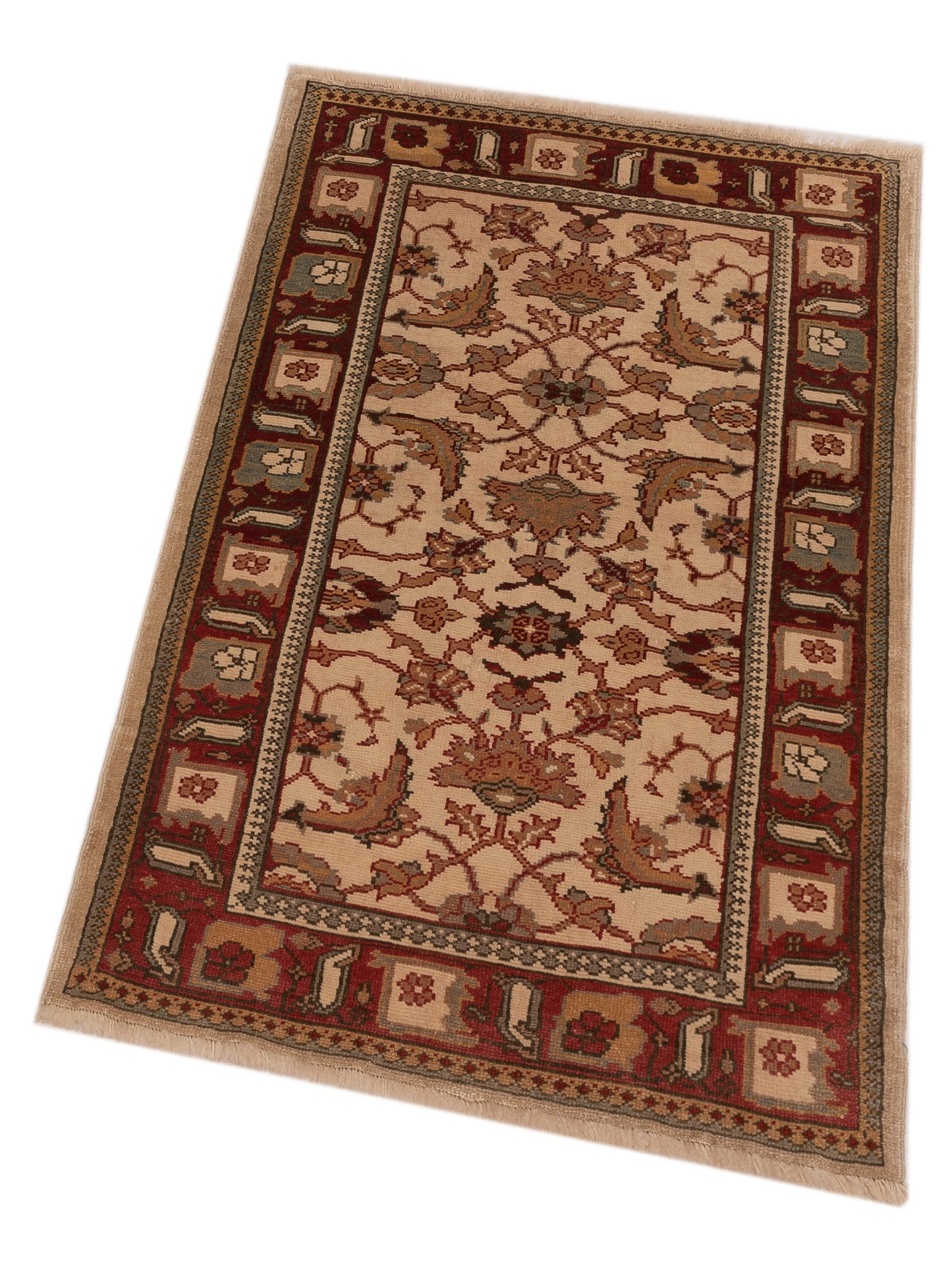 Antique Loom 147457 Ivory Red 3x4.11 Hand Knotted Rug