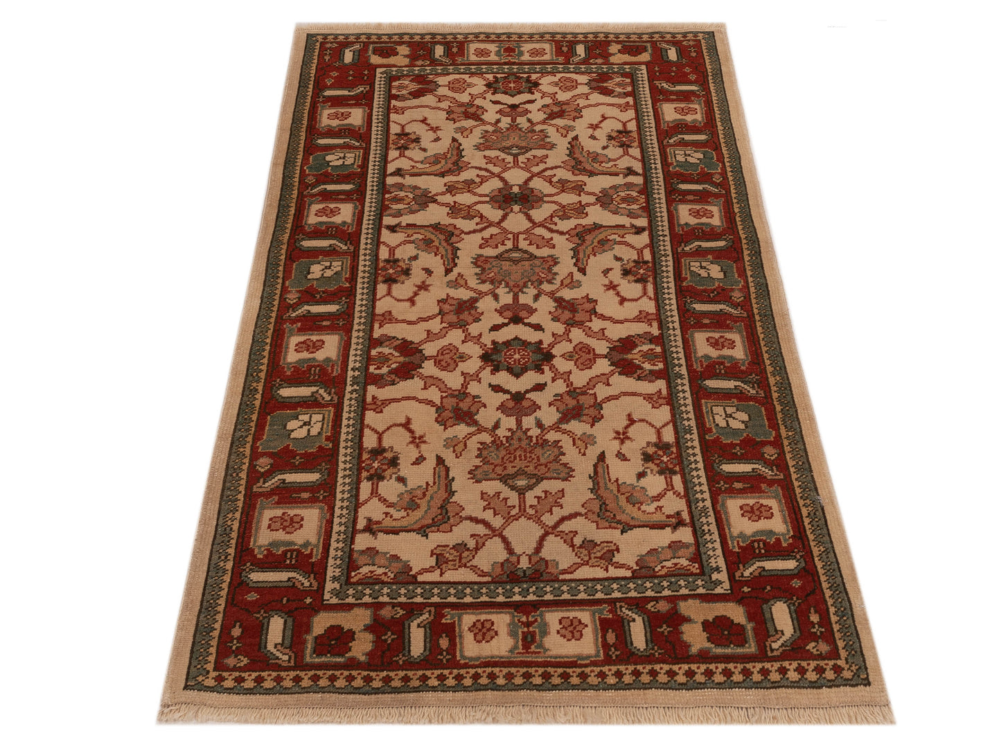 Antique Loom 147460 Ivory Red 3.2x5.4 Hand Knotted Rug