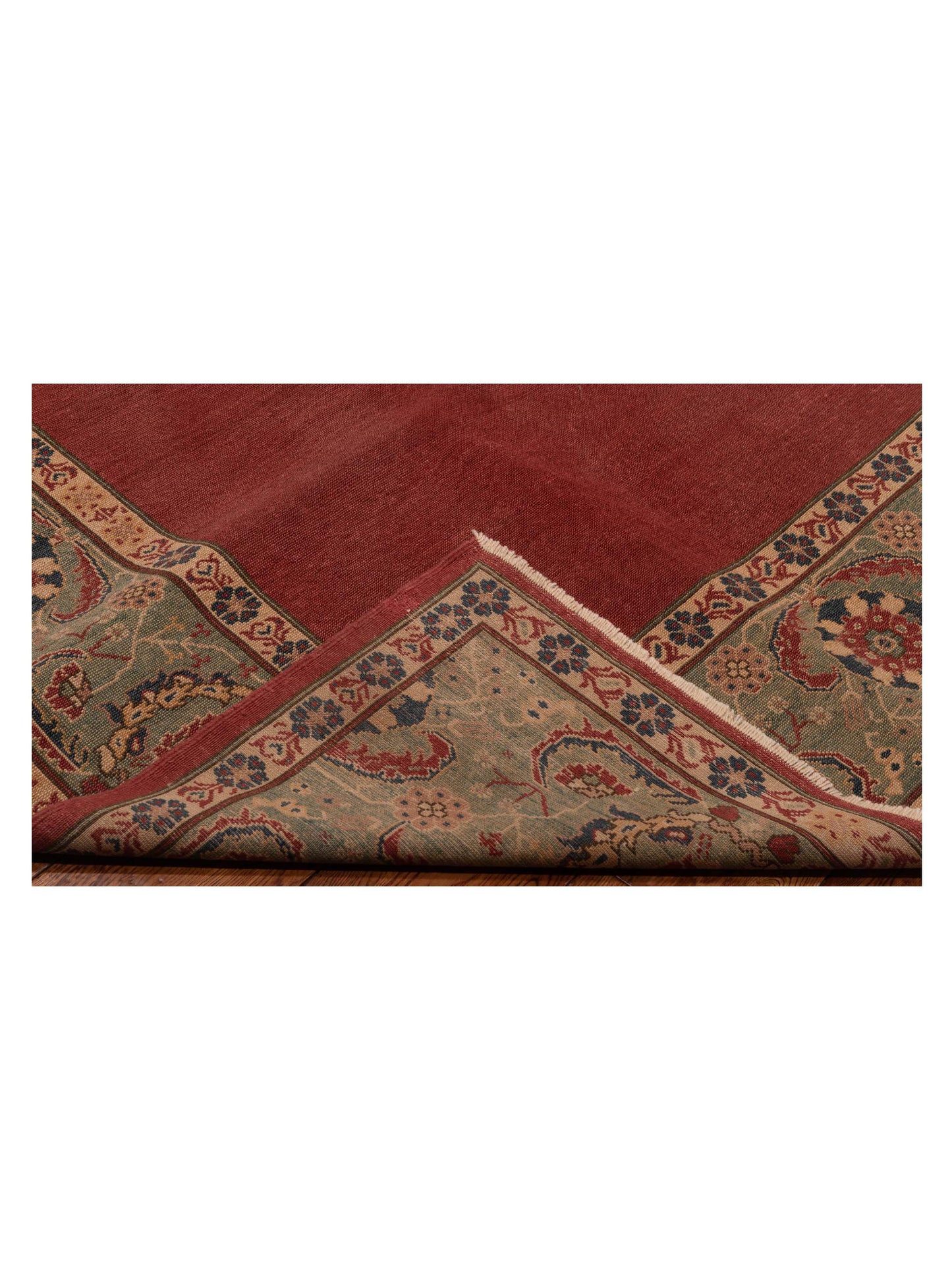 Antique Loom 147462 Red Green 6.7x7.4 Hand Knotted Rug