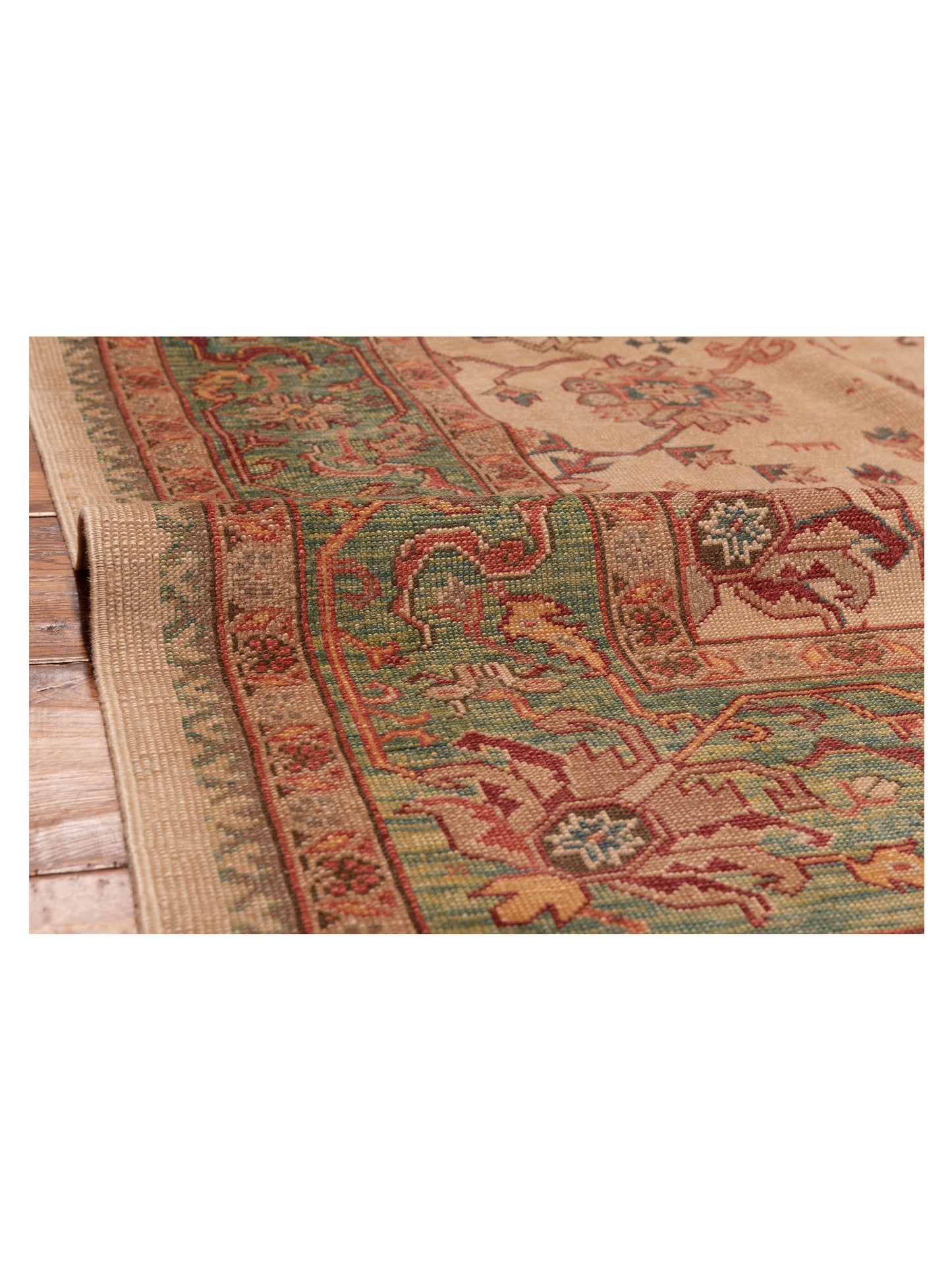 Antique Loom 147472 Ivory Green 6.8x9.5 Hand Knotted Rug