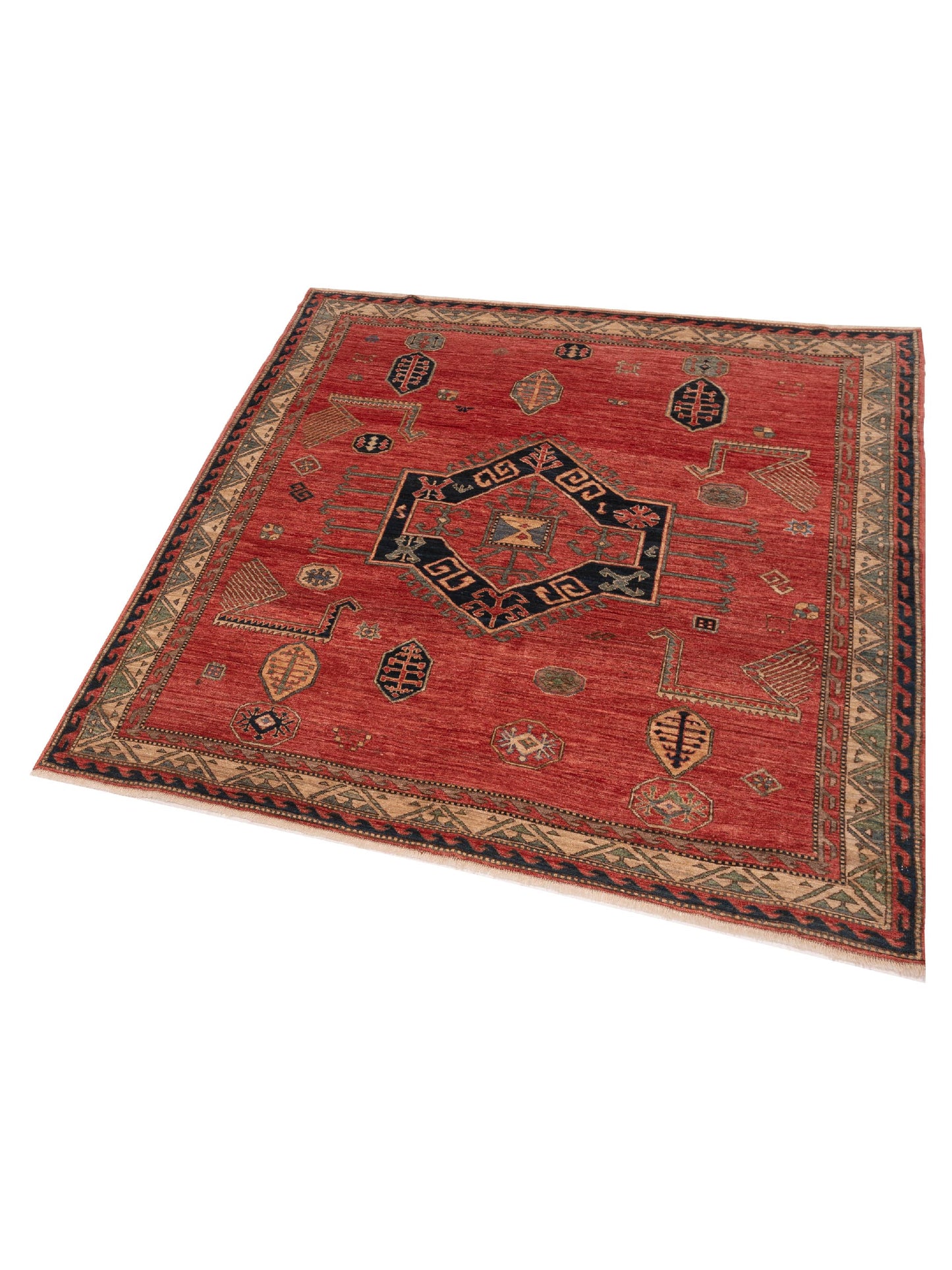 Antique Loom 147475 Rust Ivory 6.4x6.5 Hand Knotted Rug