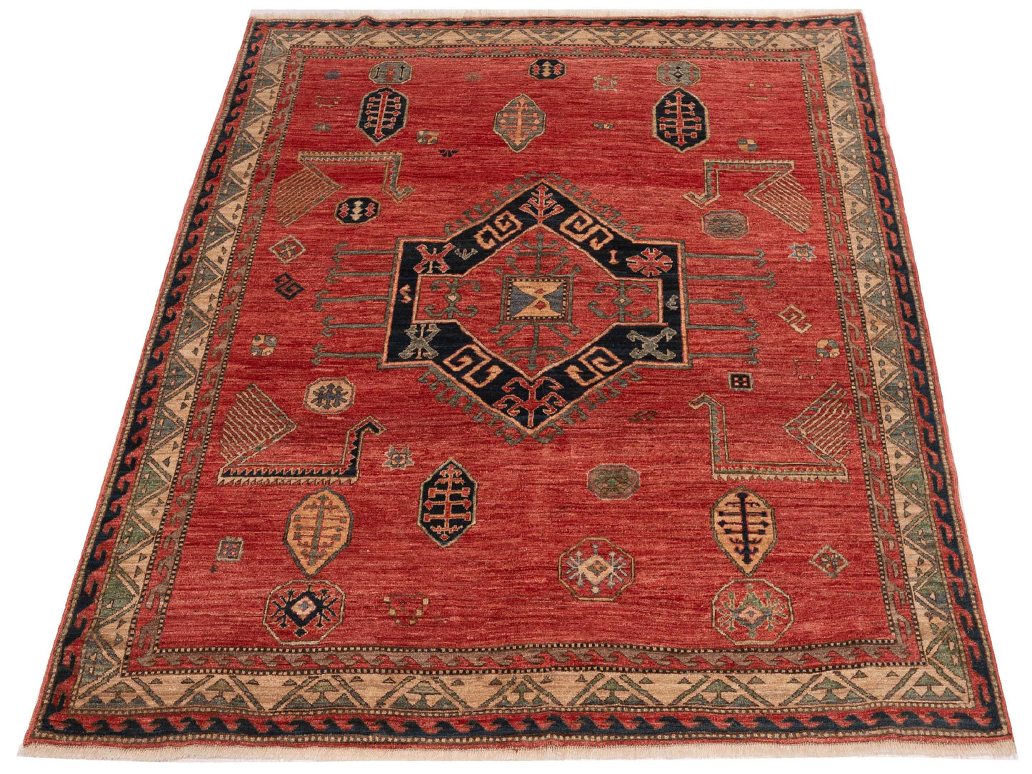Antique Loom 147475 Rust Ivory 6.4x6.5 Hand Knotted Rug