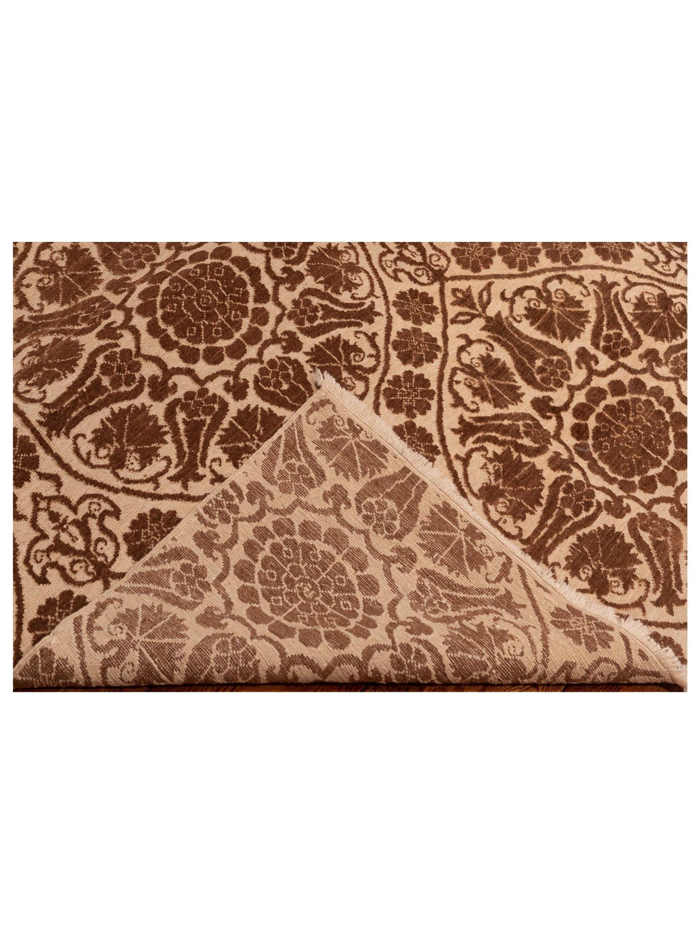 Defne Lotus Beige Brown 6.7x9.7 Hand Knotted Rug